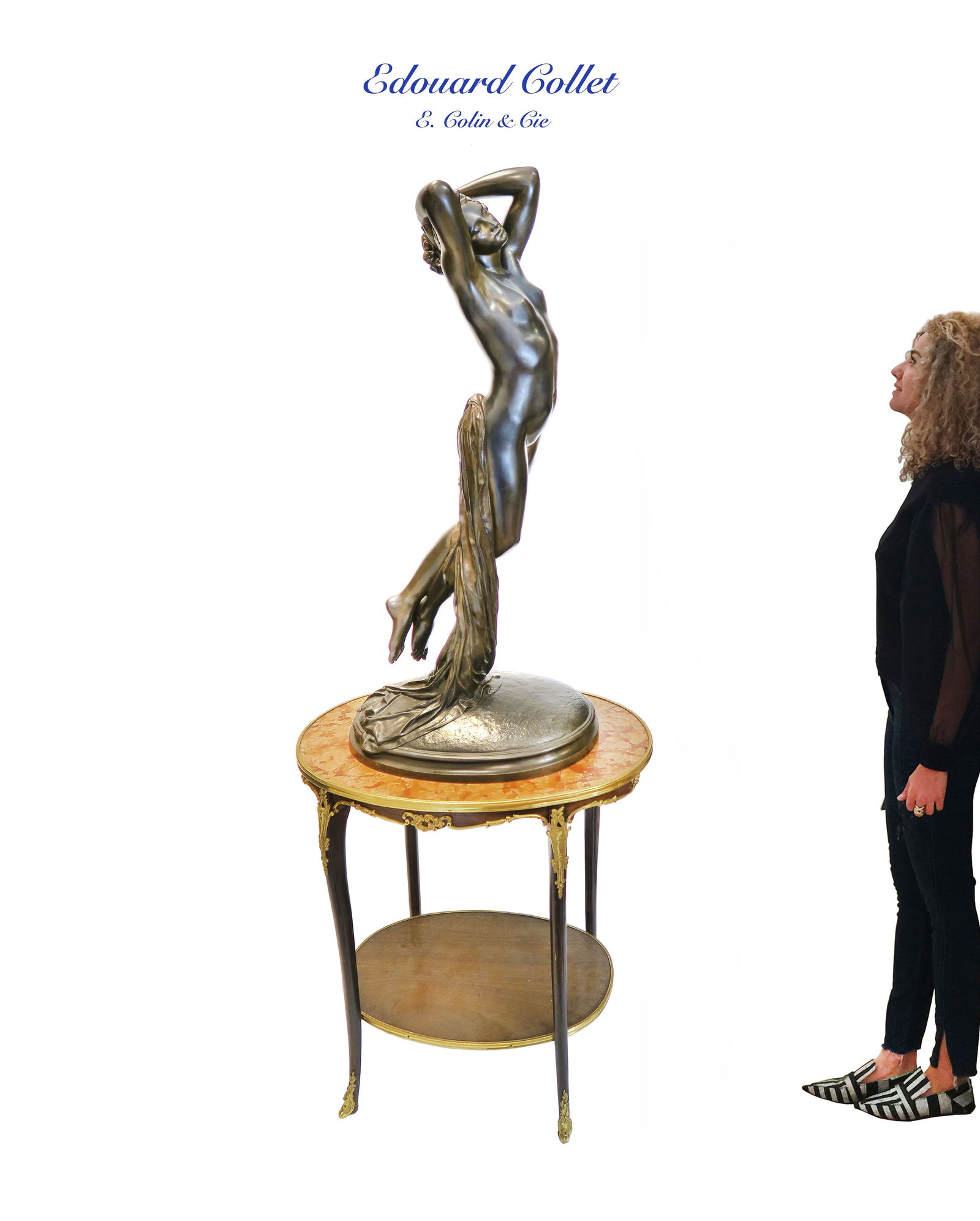 Very Large Early 20th Century French Bronze Figure of a Maiden Signed Collet (1 of 11)