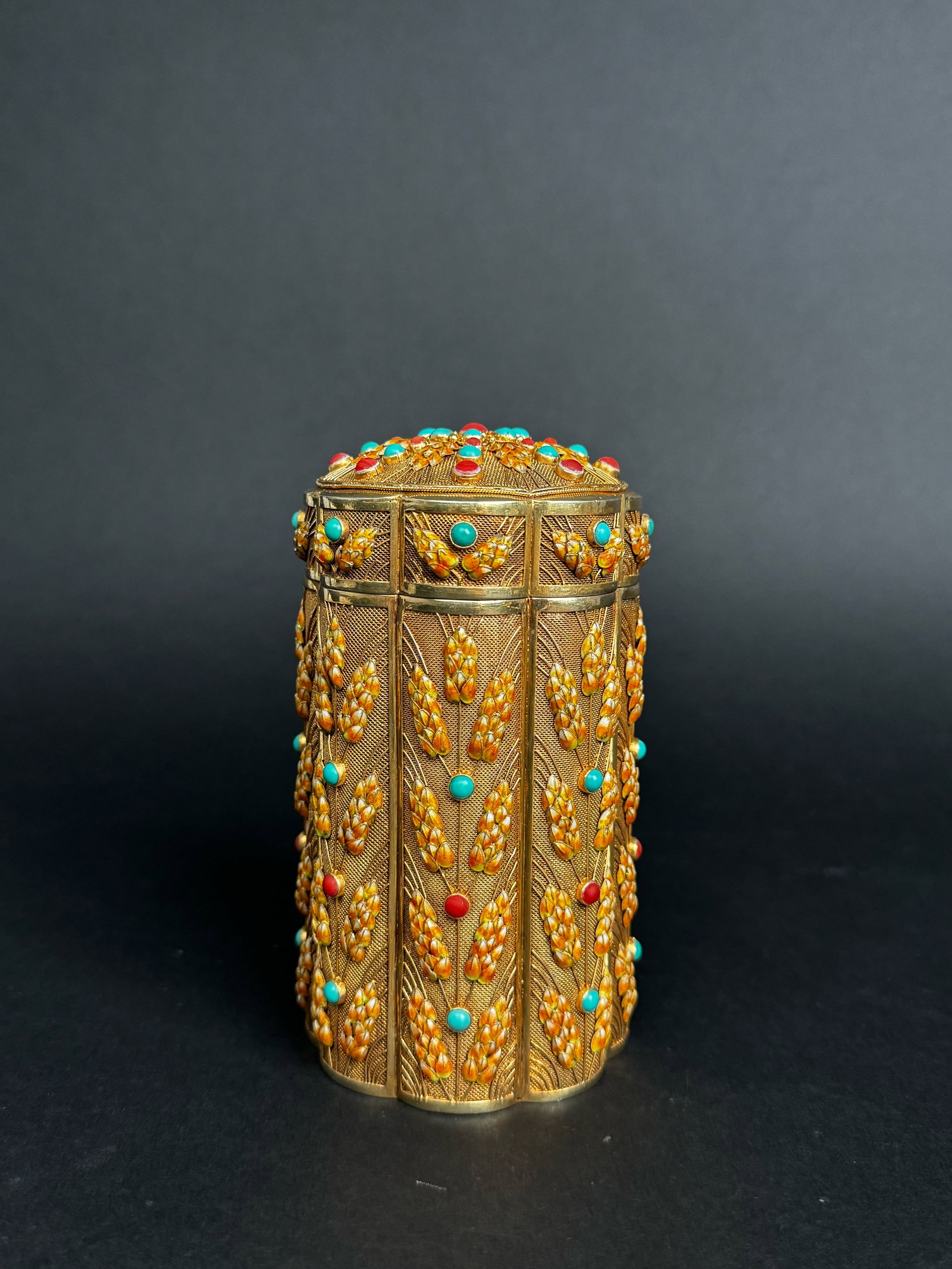 Late 19th / Early 20th Century Enameled Gilt Silver Filigree Jeweled Decorative Box (1 of 5)
