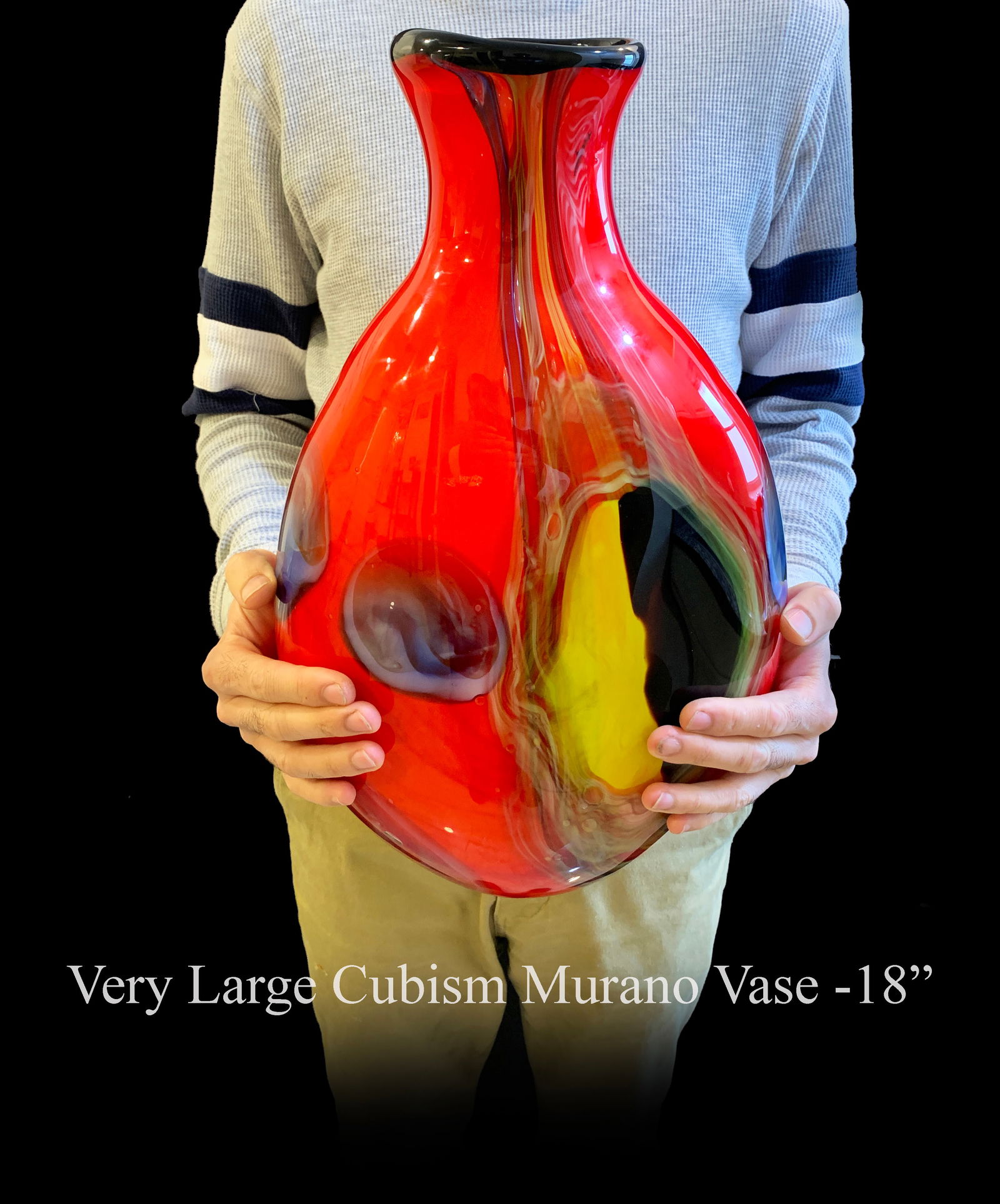 Very Large Cubism Murano Glass Vase: Very large Cubism Murano Vase. H:18"