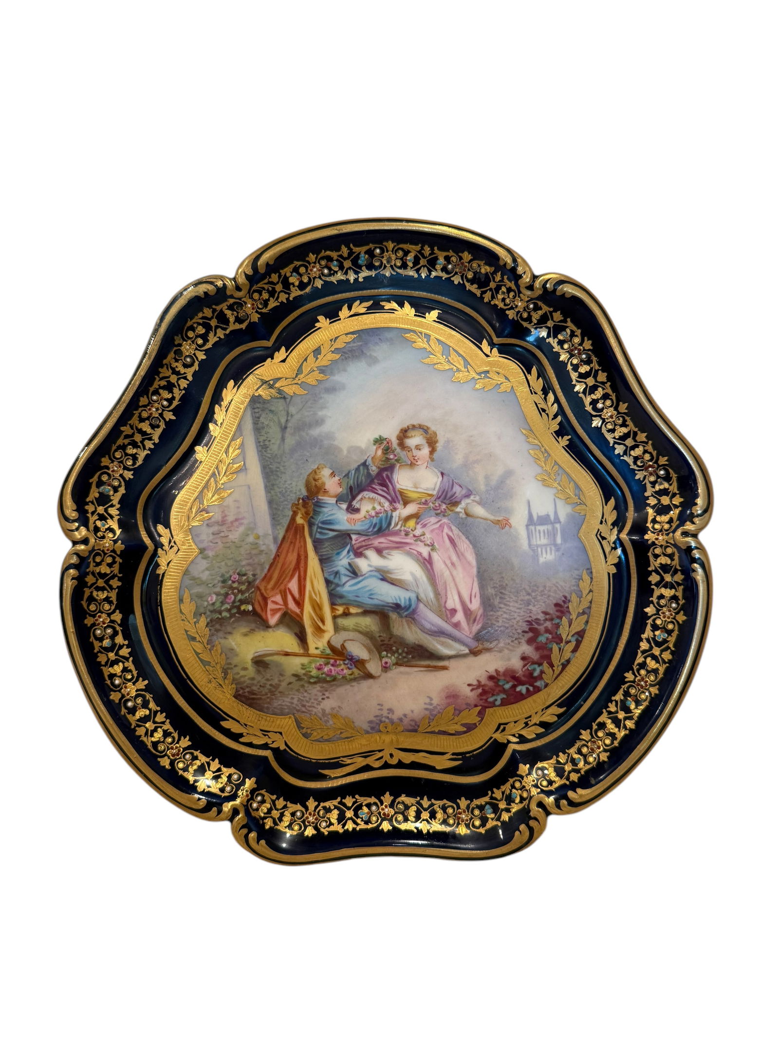 19th Century Sevres Style Hand Painted Porcelain Decorative Plate. (1 of 7)