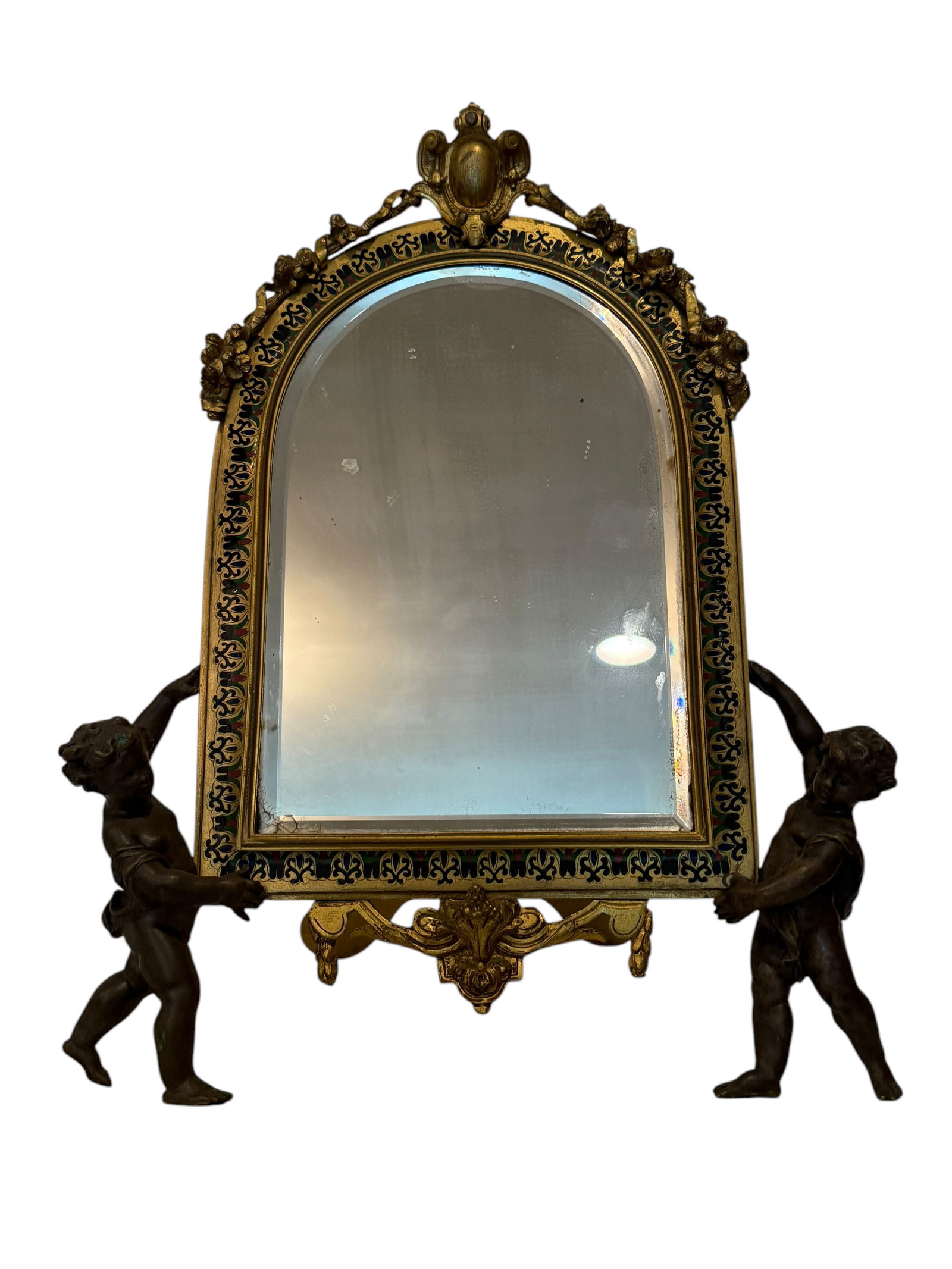 19th Century Champleve Enamel & Gilt Bronze Mirror. (1 of 9)