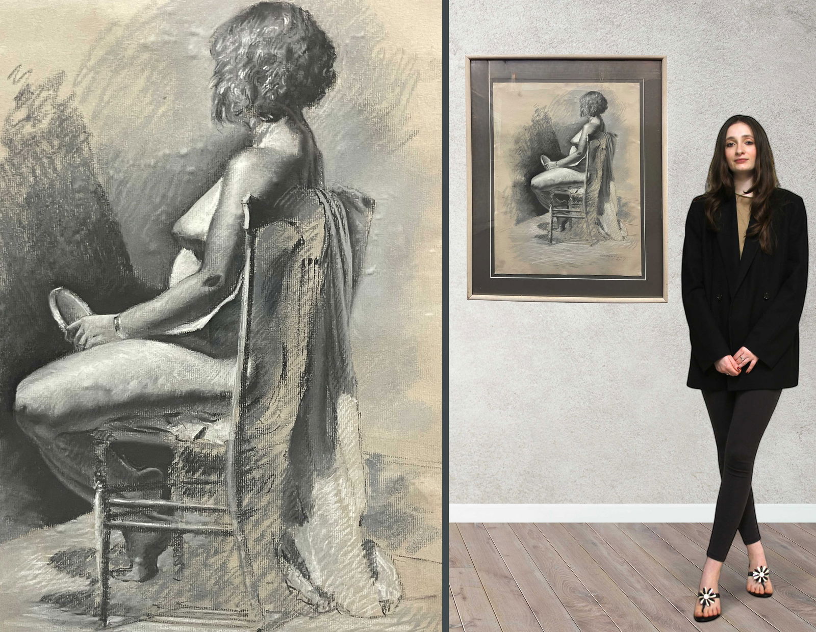 A Pastel Painting of a Seated Nude Signed By The Artist Circa, 1987: A Pastel Painting of a Seated Nude Signed By The Artist Circa, 1987. 32” x 25-1/2”