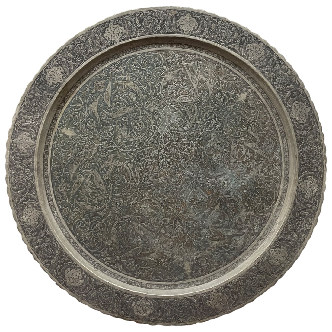 A Fine Persian Handmade Decorative Wall Tray: A Fine Persian Handmade Decorative Wall Tray. 26-1/2”
