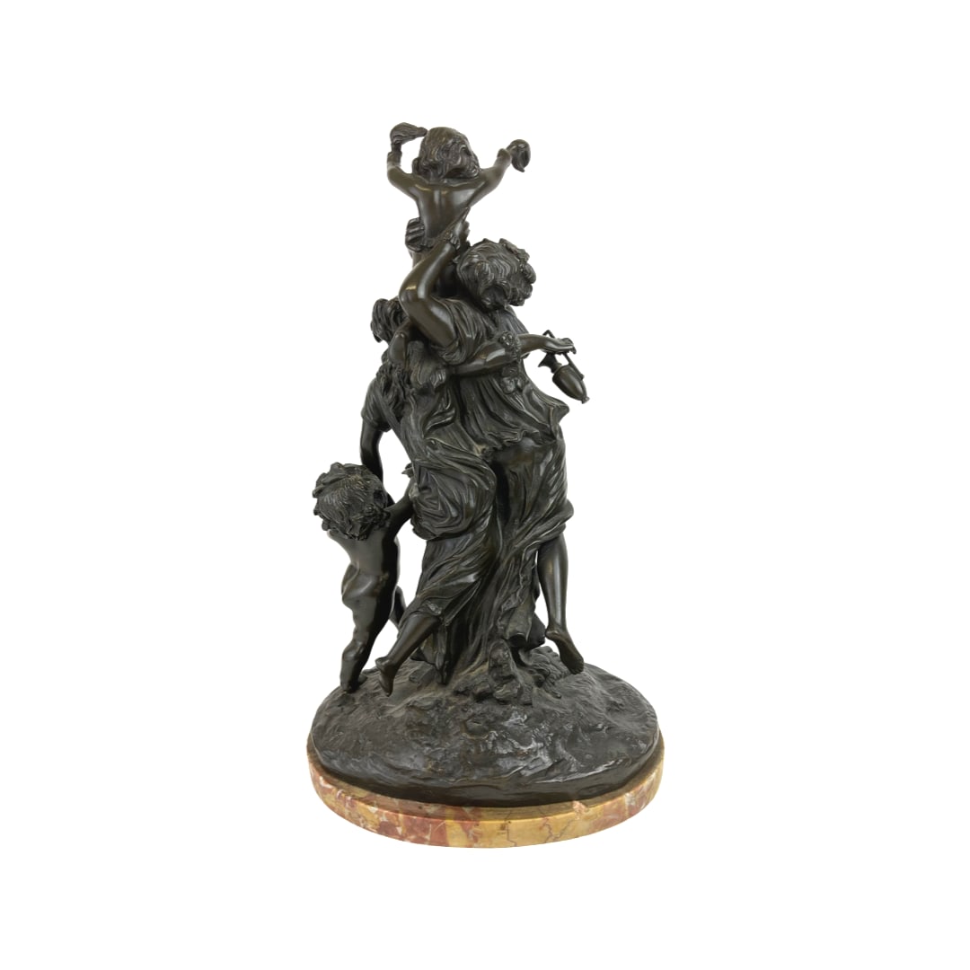 A Patinated Bronze Group Mounted Marble Base - 2