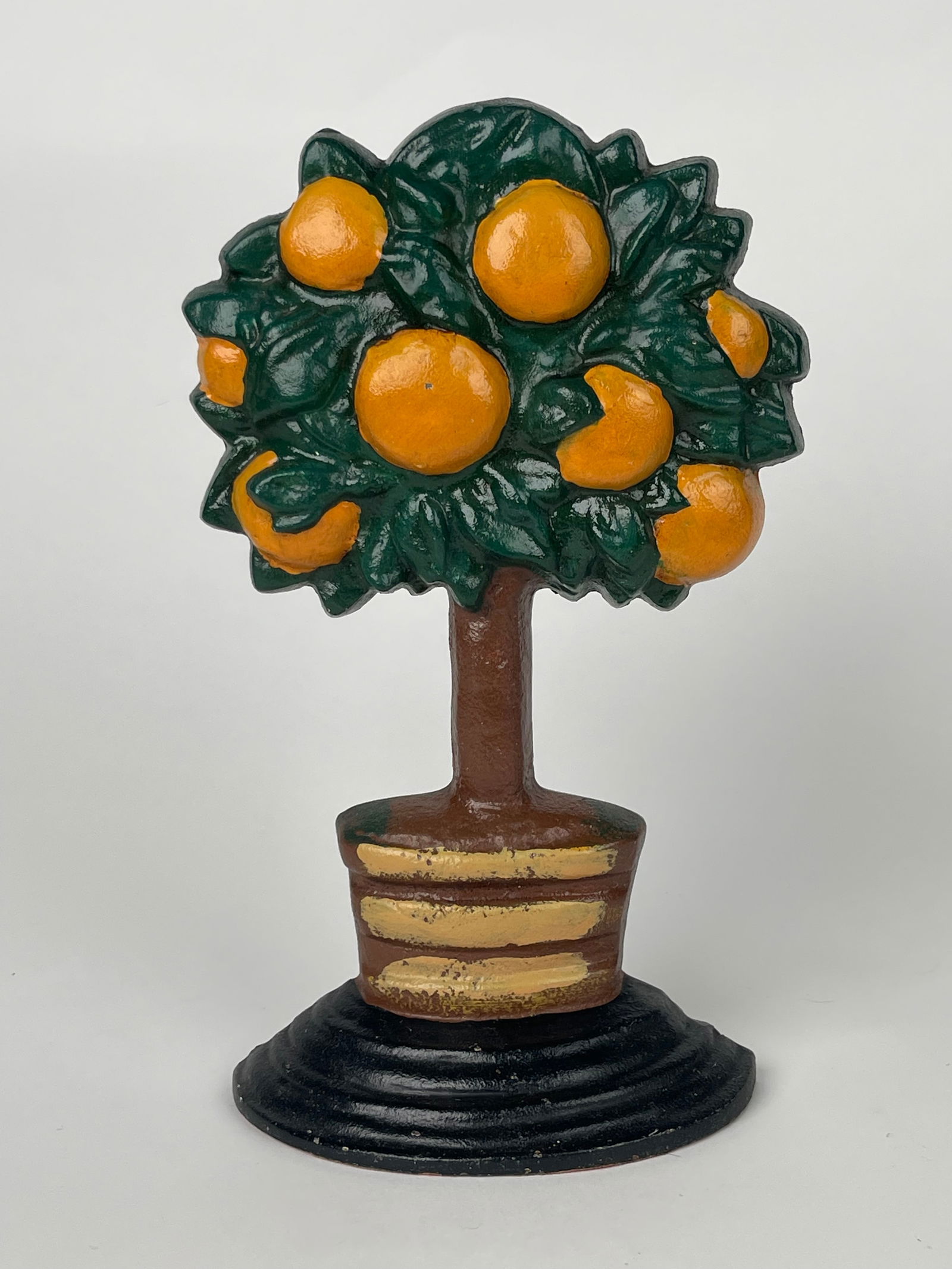 A Cast Iron Orange Tree With Brown & Golden Pot Doorstop (1 of 5)