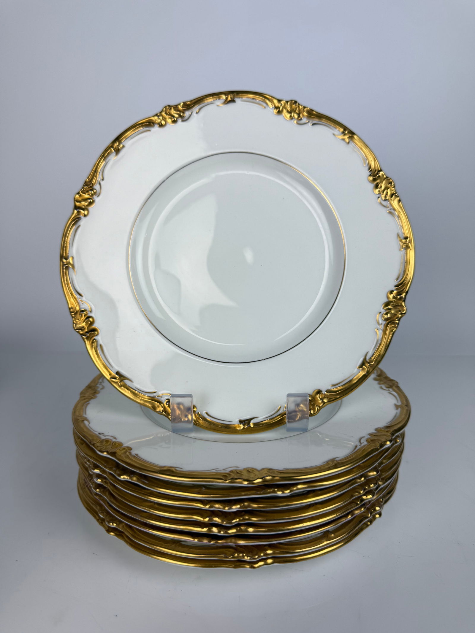 Lot of 9 Cauldon Gilded Porcelain Serving Plates (1 of 3)