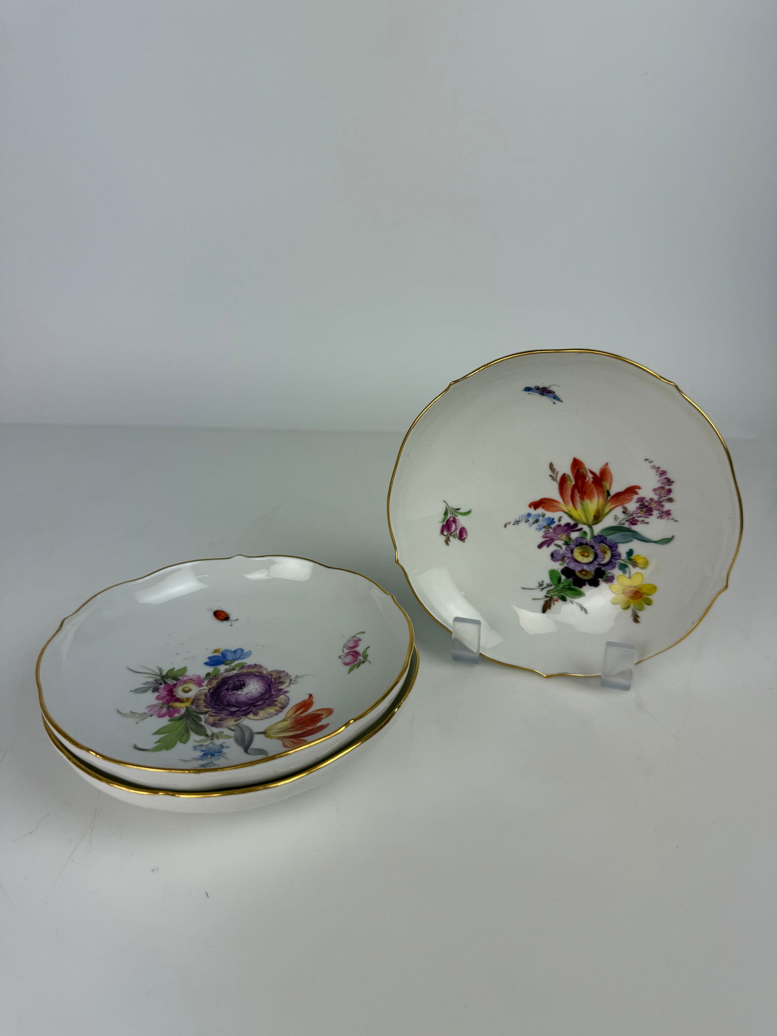 Lot of 3 19th Century Hand Painted KPM Porcelain Saucers: Lot of 3 19th Century Hand Painted KPM Porcelain Saucers. D: 5-1/4”