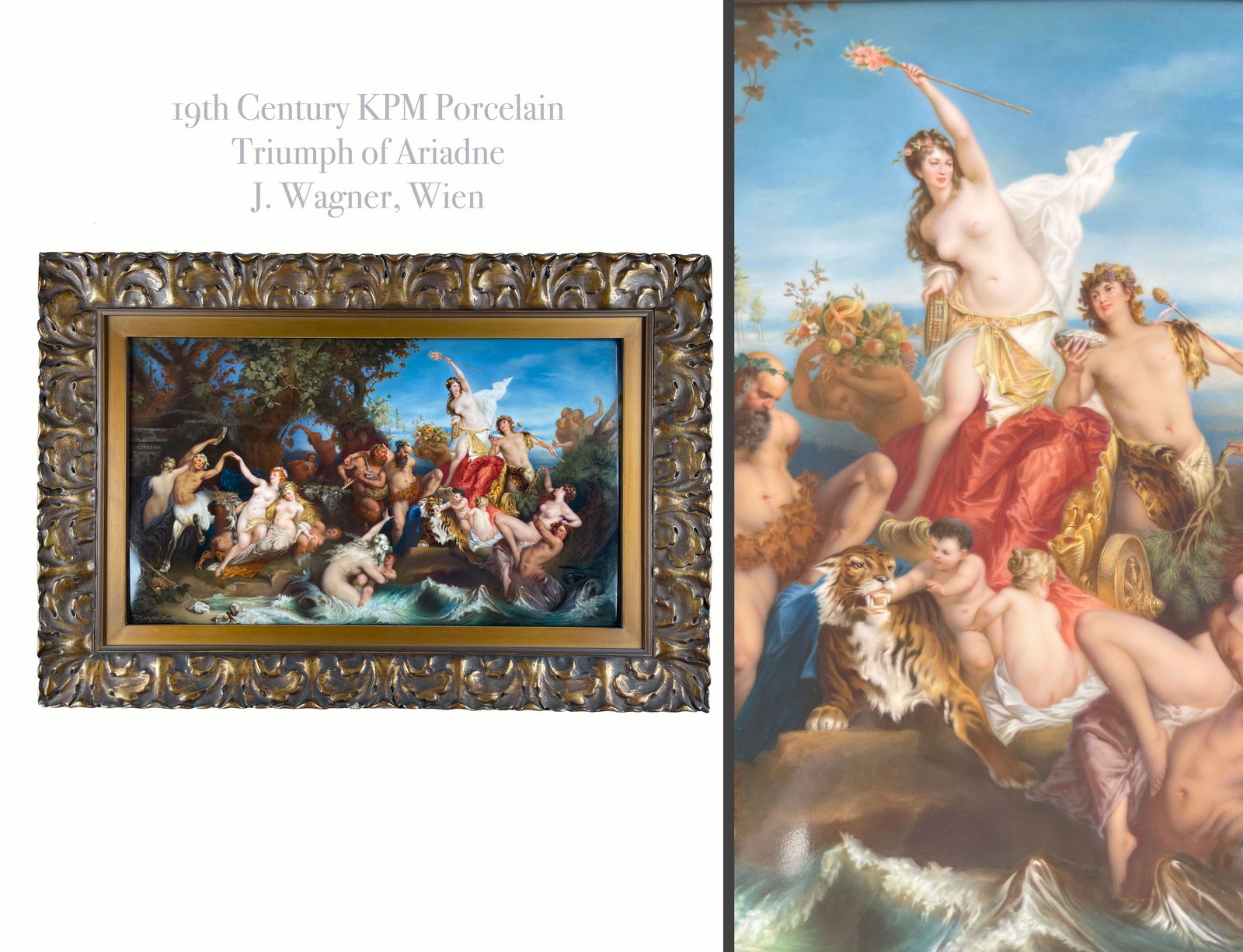 A fine Berlin (KPM) porcelain plaque: Triumph of Ariadne J. Wagner, Wien (1 of 15)