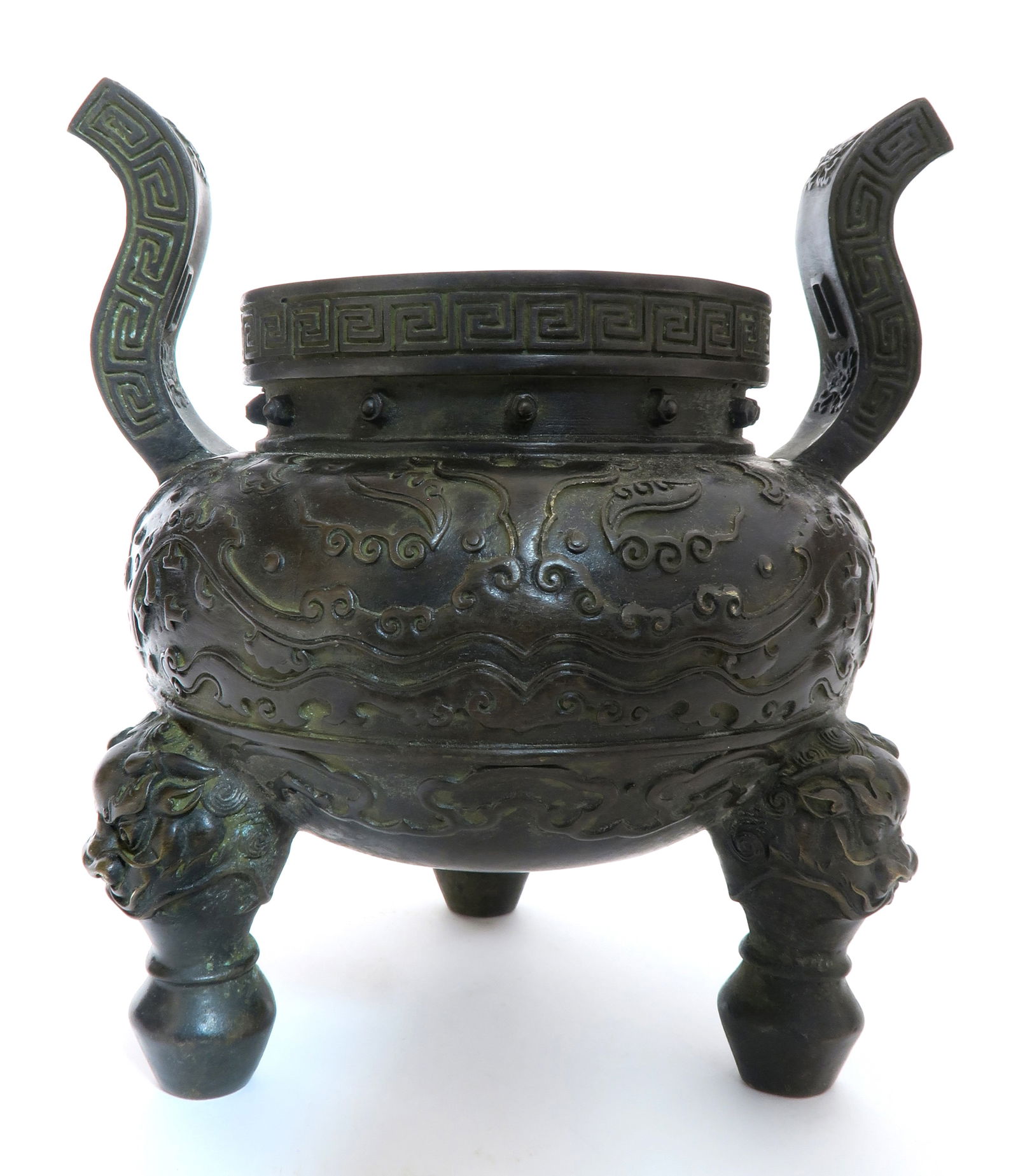 CHINESE BRONZE LIDDED CENSER, SIGNED - 6