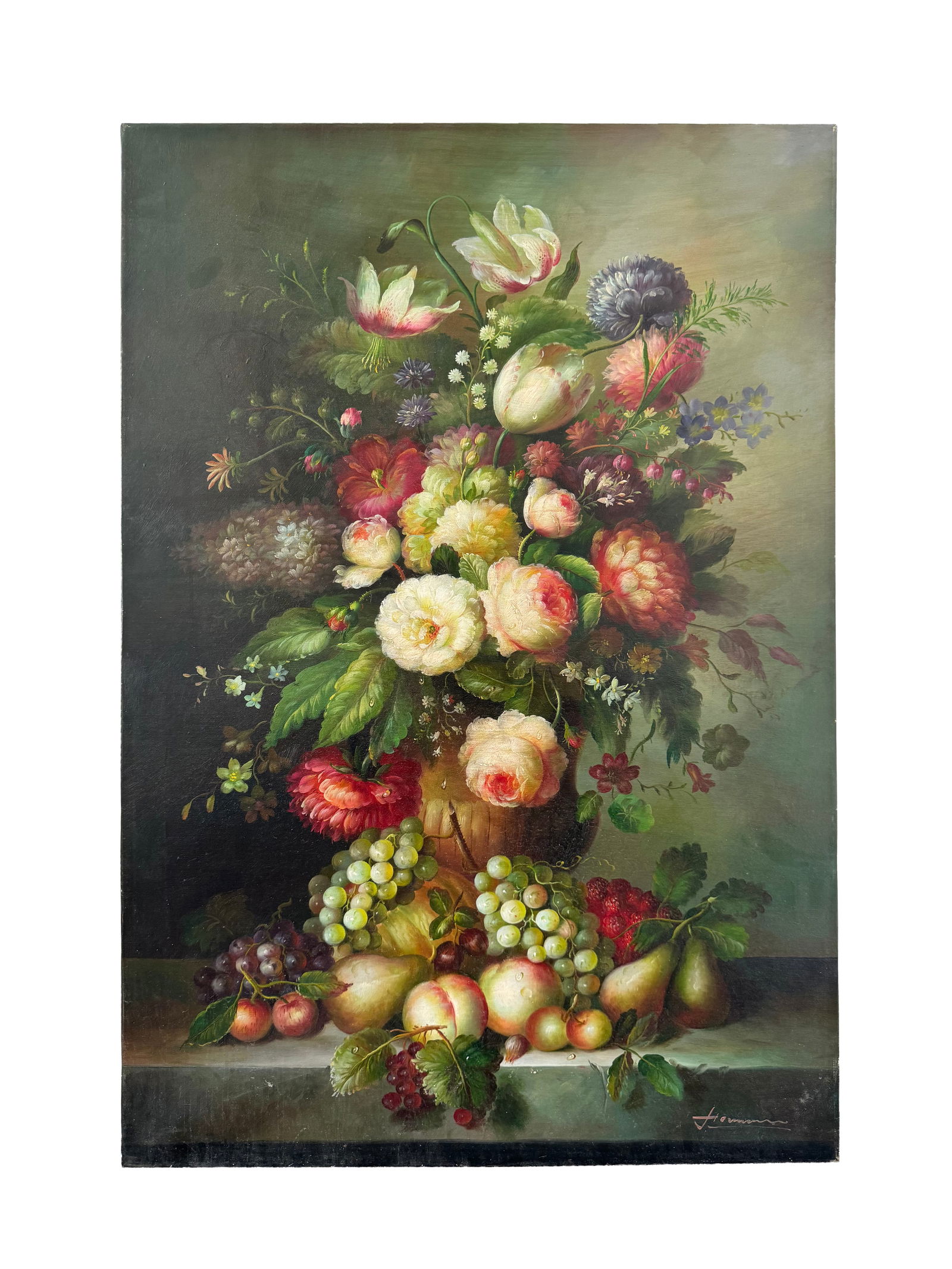 20th Century Oil On Canvas Painting Of Flowers In A Vase (1 of 7)
