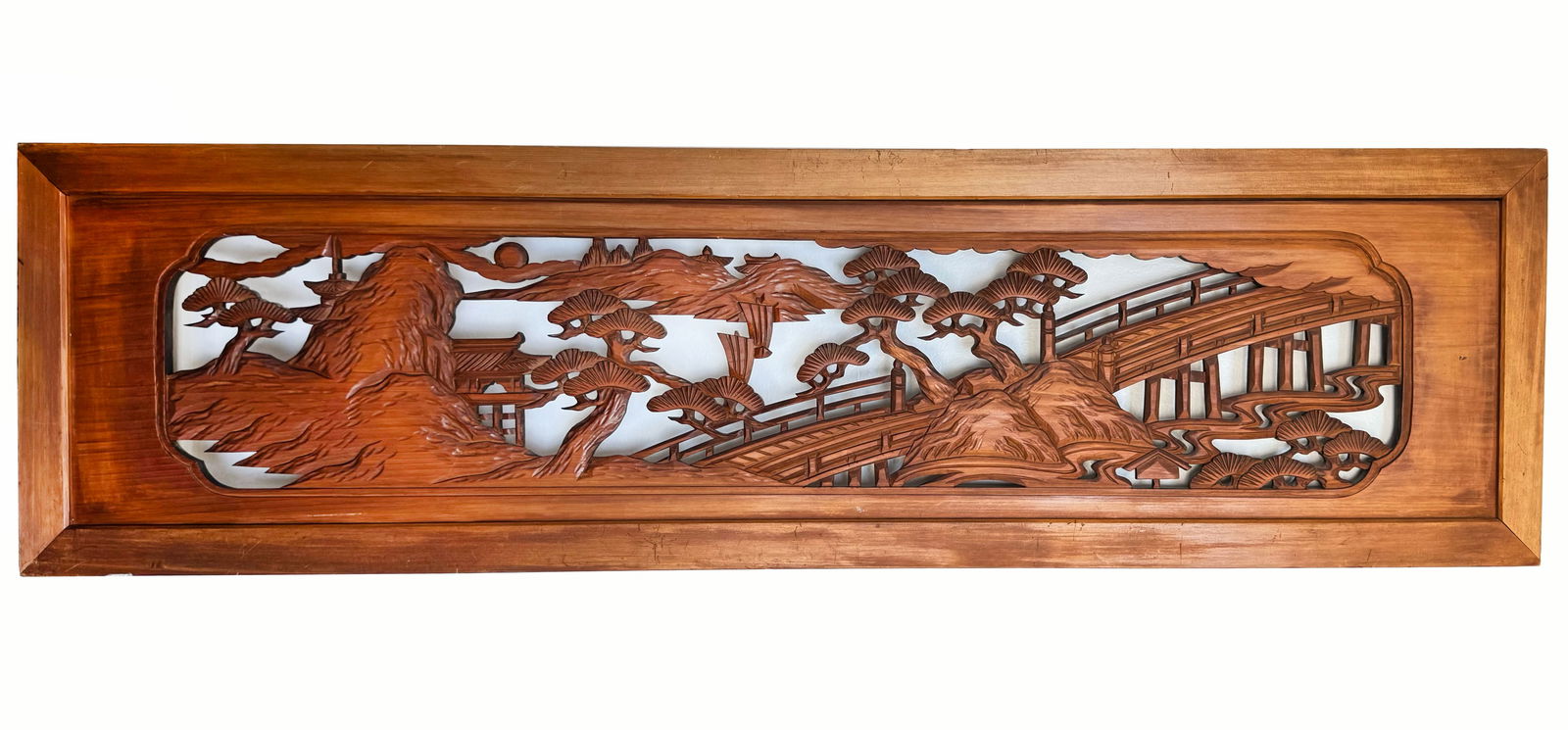 20th Century Japanese Hand Carved Screen: 20th Century Japanese Hand Carved Screen. 53"x15"