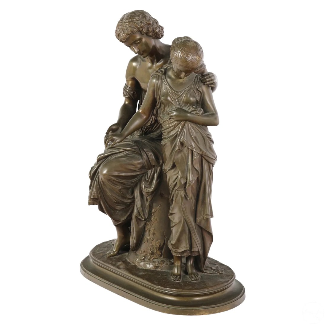 Mathurin Moreau Eurydice & Orpheus Bronze Statue - 4