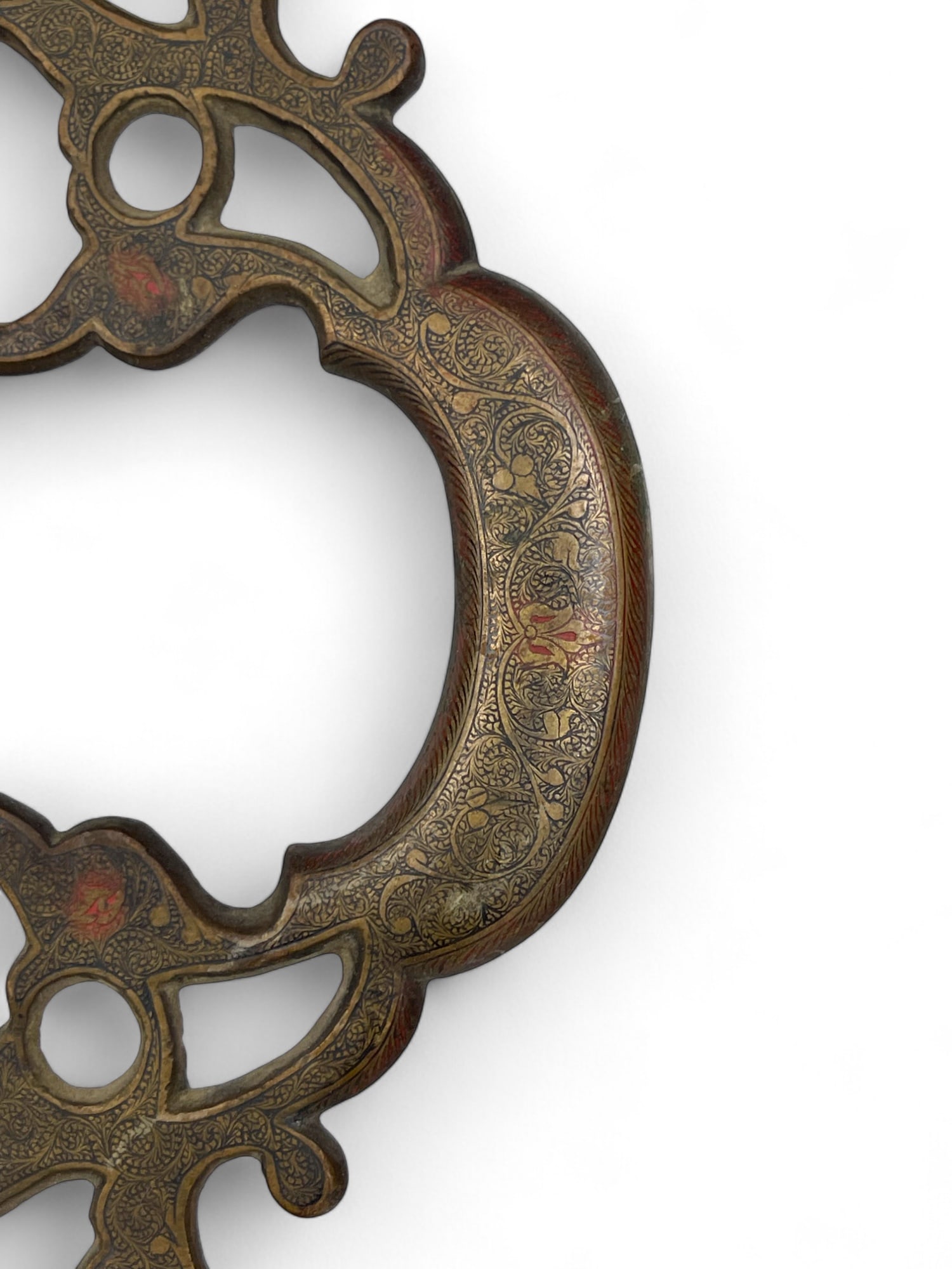 A Middle Eastern Handmade Hand Hammered Cold Enameled Tray - 8