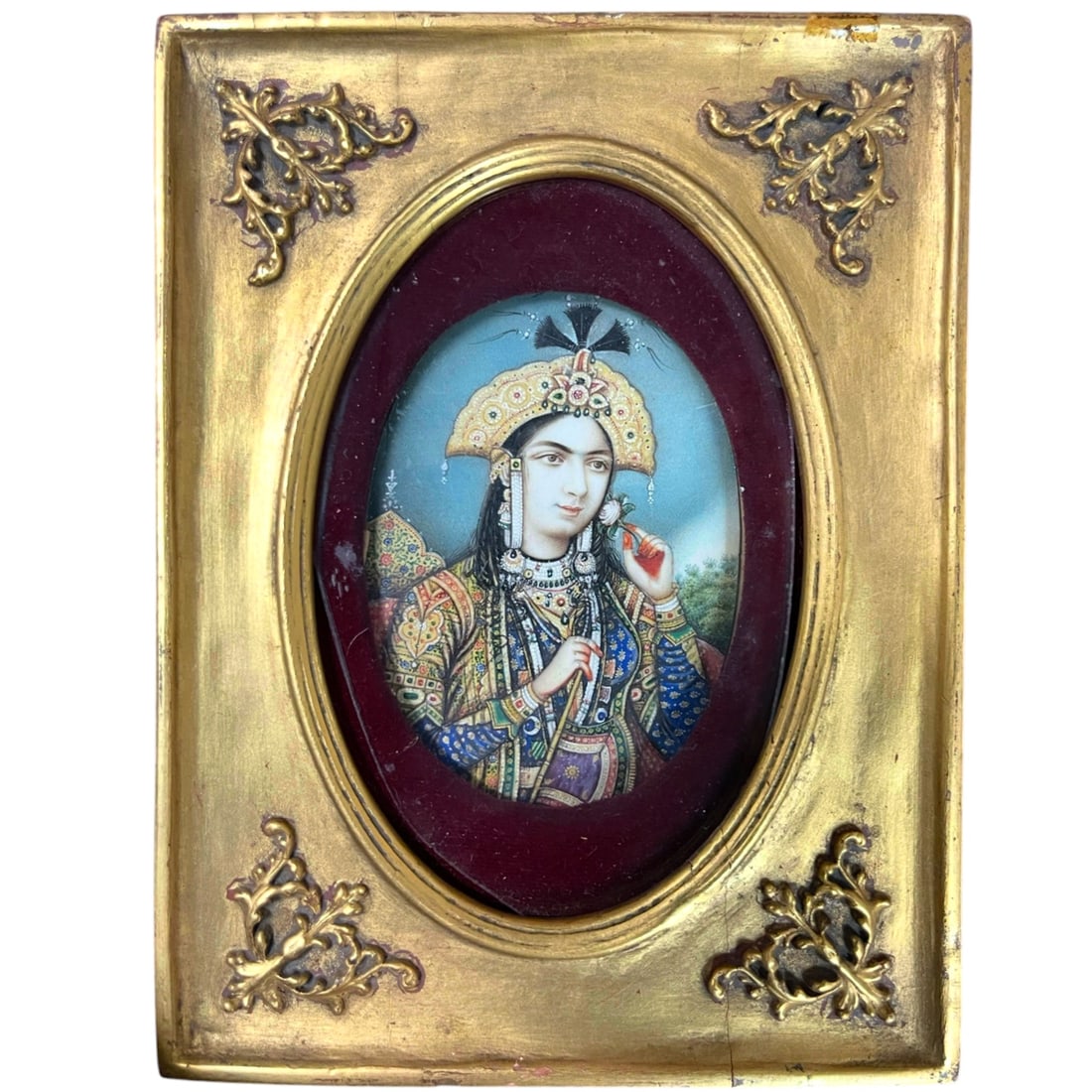 Indian School, 19th Century Framed Portrait of Mumtaz Mahal: Indian School, 19th Century Framed Portrait of Mumtaz Mahal. Frame: 7" x 5-1/2"