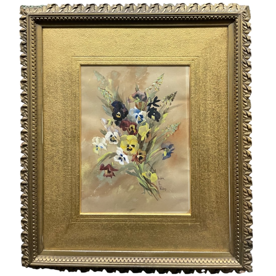 Helen E. Roby (American, 20th Century): Helen E. Roby (American, 20th Century). Frame: 23” x 19-1/2”