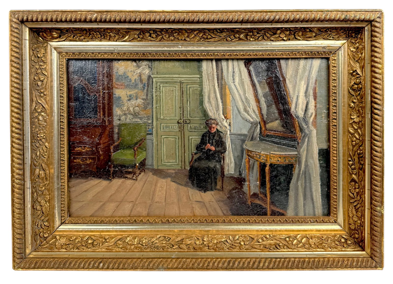 An Impressionist Oil on Canvas Painting of an Interior: An Impressionist Oil on Canvas Painting of an Interior. France 20th Century