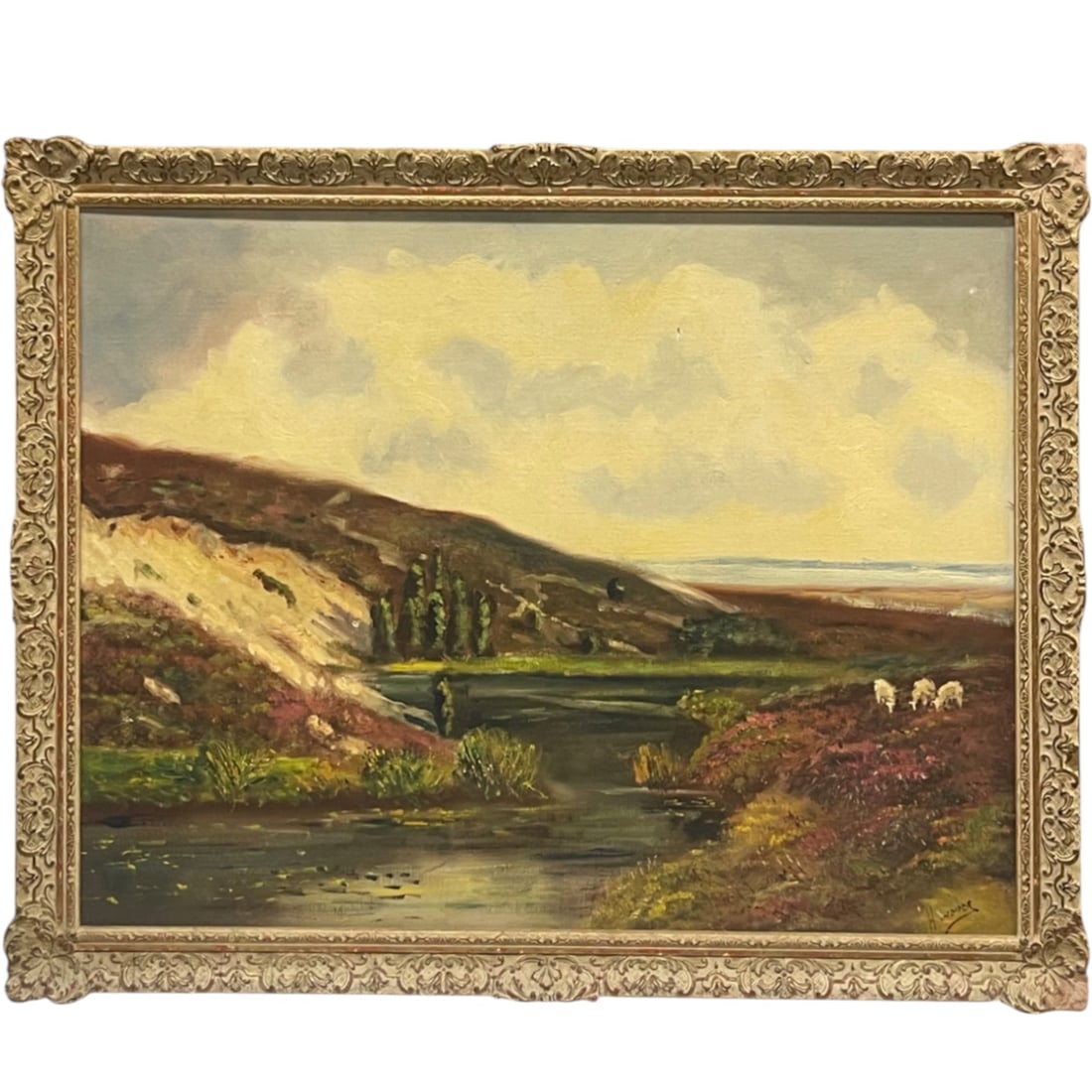 Oil on Canvas Painting Landscape By H. Wester (Dutch, 20th Century): Oil on Canvas Painting Landscape By H. Wester (Dutch, 20th Century). Frame: 31” x 25”