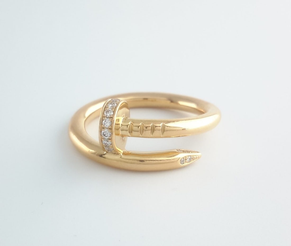 Cartier Nail Diamond & 18K Rose Gold Ring: Cartier Nail Diamond & 18K Rose Gold Ring. Total Wight: 7.6 grams. Size 57