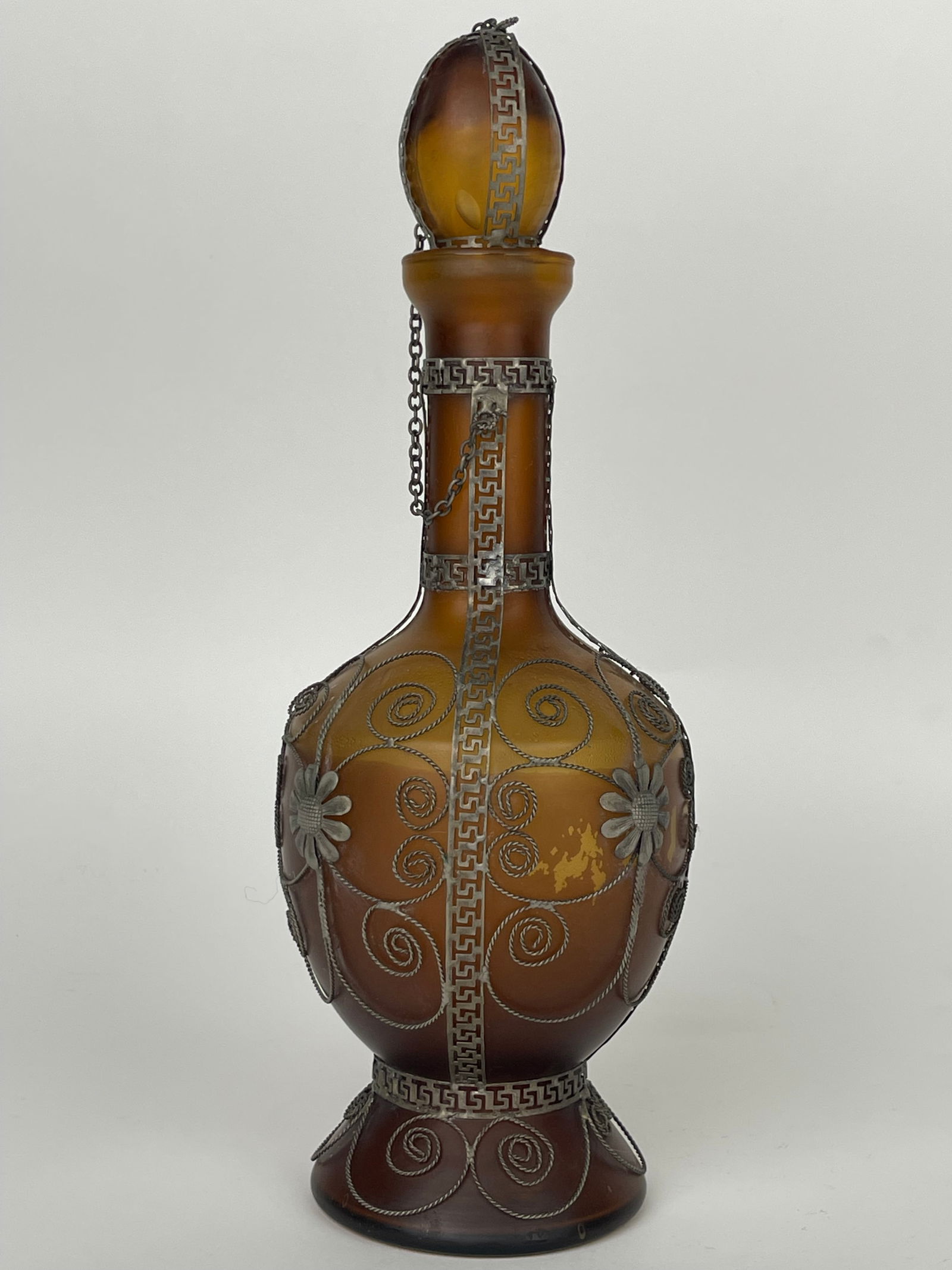 A Middle Eastern Filagree Work Silvered Mounted Glass Decanter (1 of 7)