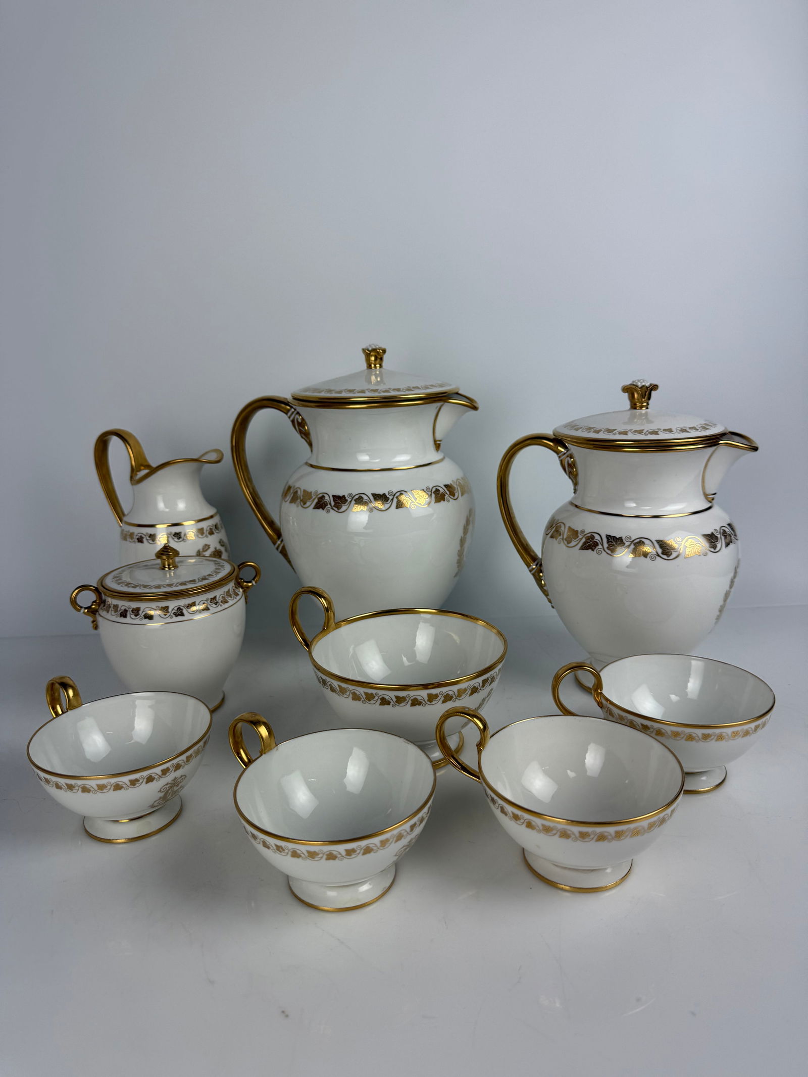 19th Century Imperial Sevres Porcelain Tea Set: 19th Century Imperial Sevres Porcelain Tea Set. 9-1/2” x 8”
