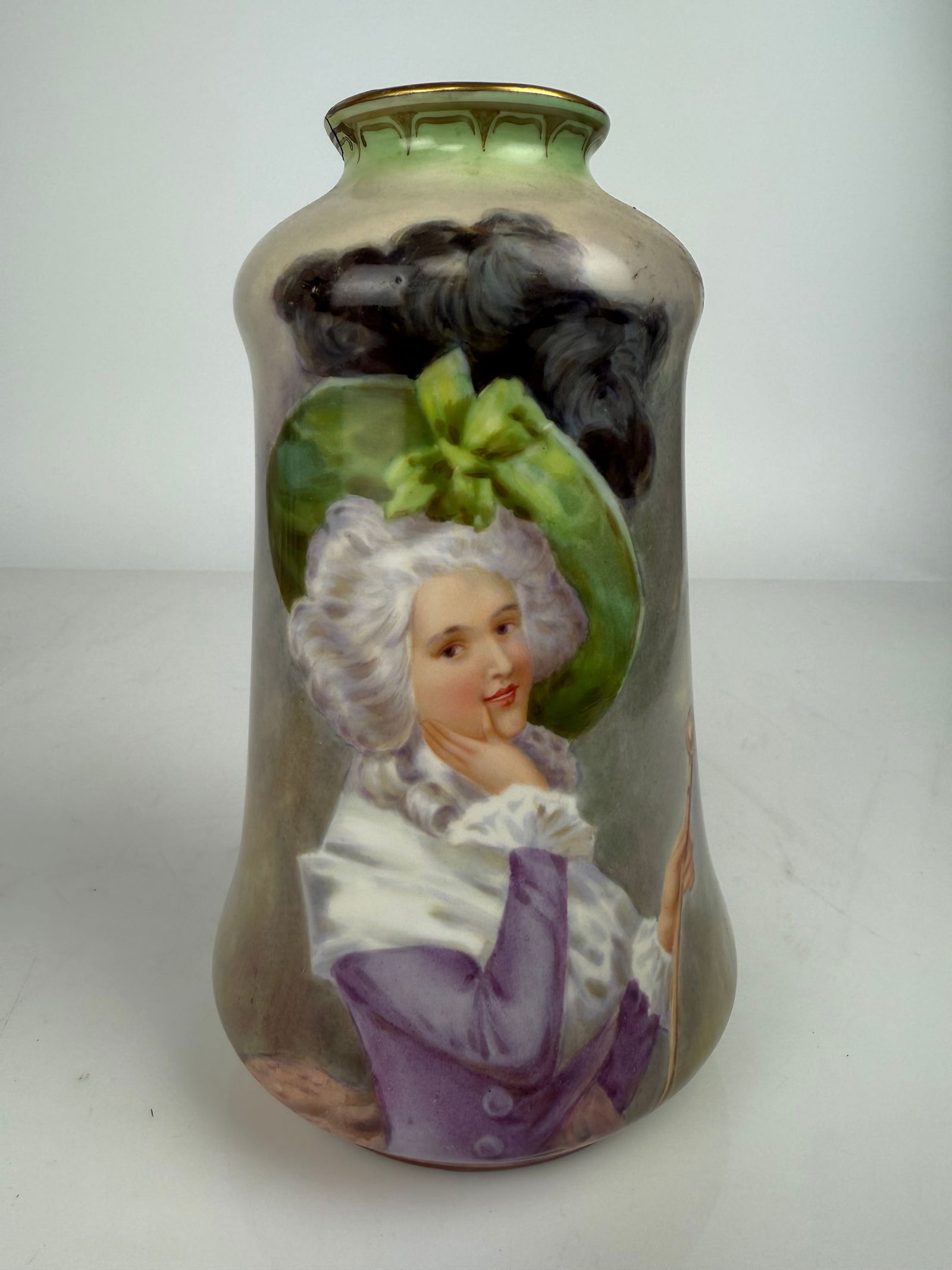 19th Century Royal Vienna Style Hand Painted Porcelain Vase: 19th Century Royal Vienna Style Hand Painted Porcelain Vase. 8” x 4-1/2”