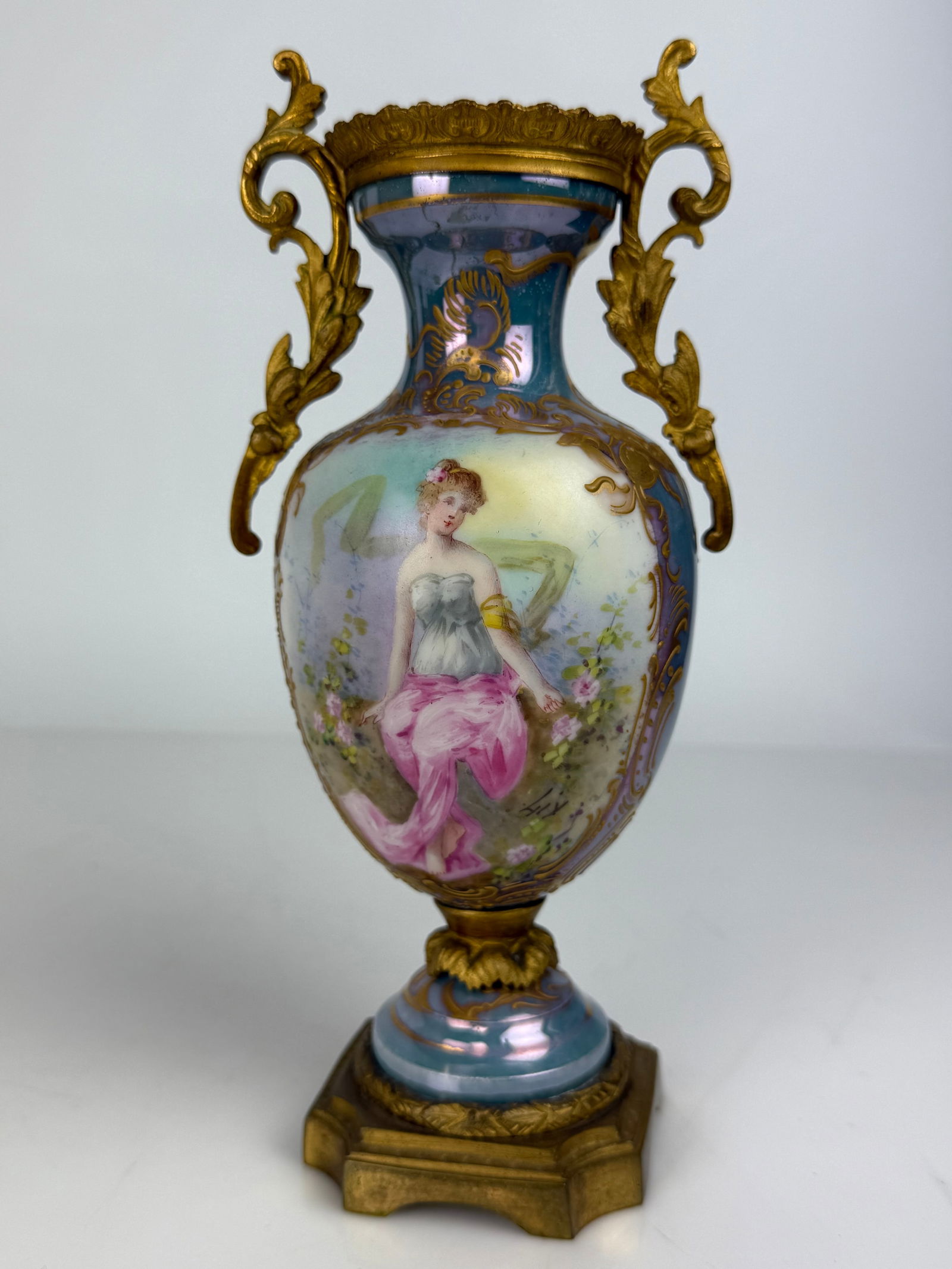 19th Century Sevres Hand Painted Porcelain Ormolu Mounted Vase (1 of 5)