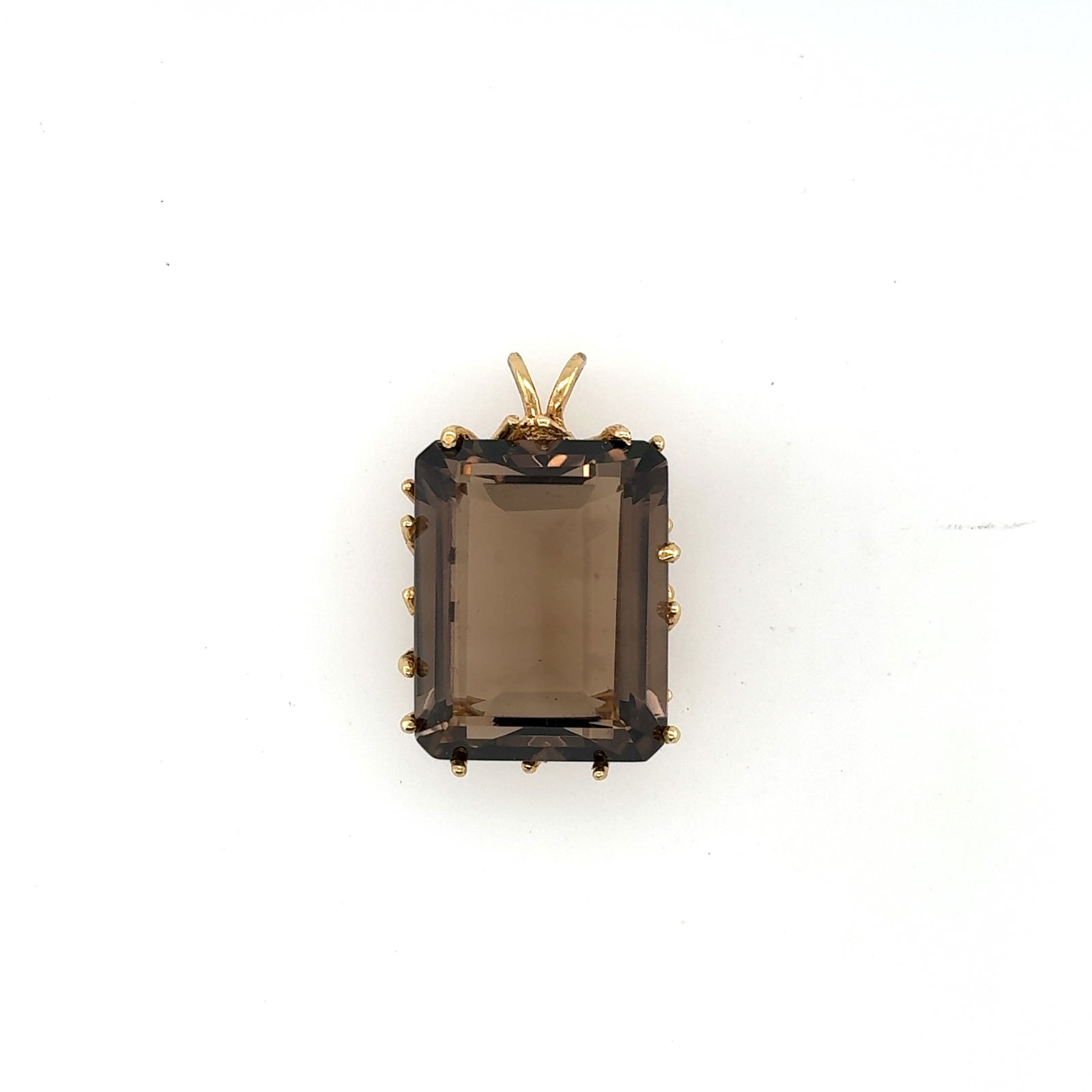 14K Yellow Gold & Smoky Quartz Pendant: 14K Yellow Gold & Smoky Quartz Pendant. Total Weight: 15.0g H: 1-3/8"