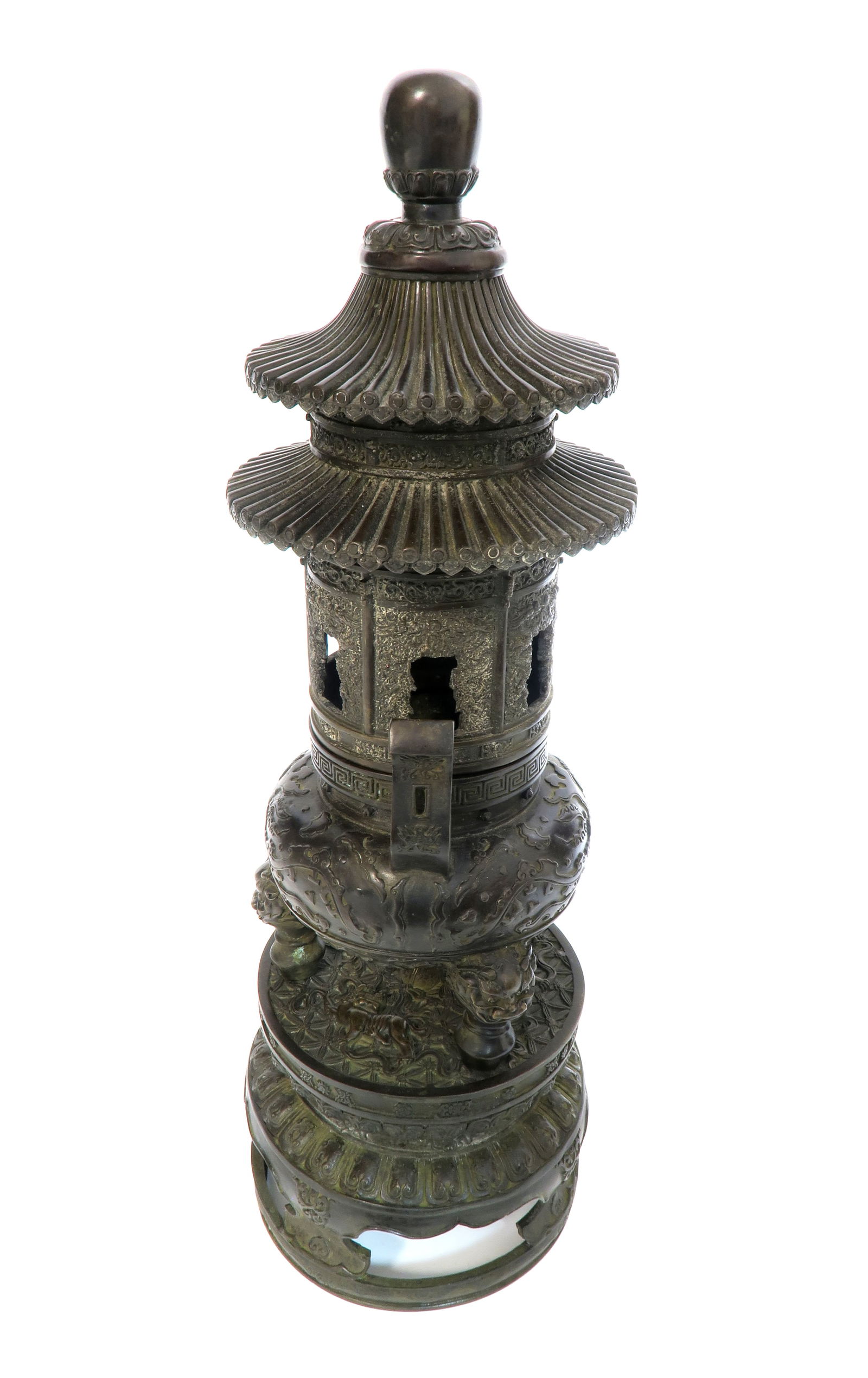 CHINESE BRONZE LIDDED CENSER, SIGNED - 4