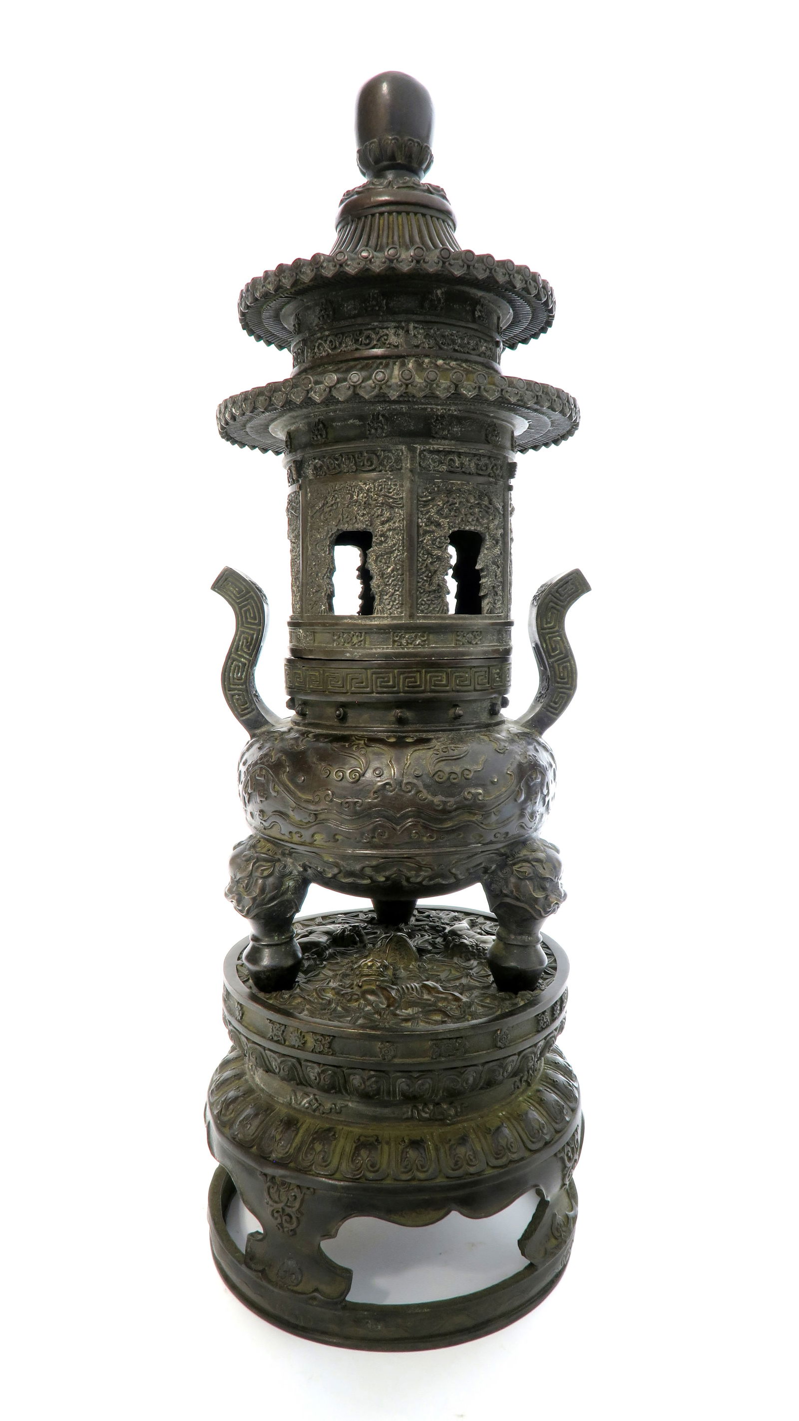 CHINESE BRONZE LIDDED CENSER, SIGNED - 5
