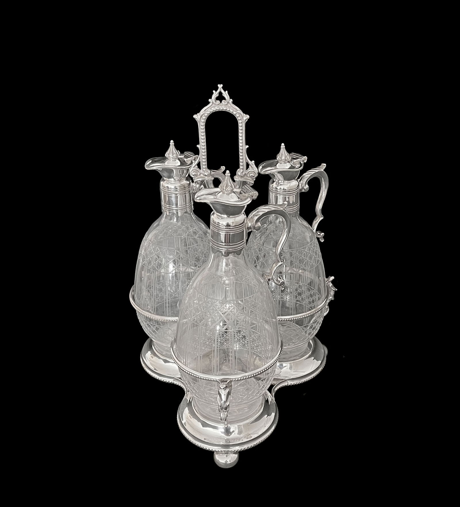 A British Cut Crystal & Silver Plated Cruet Set, 19th C (1 of 7)