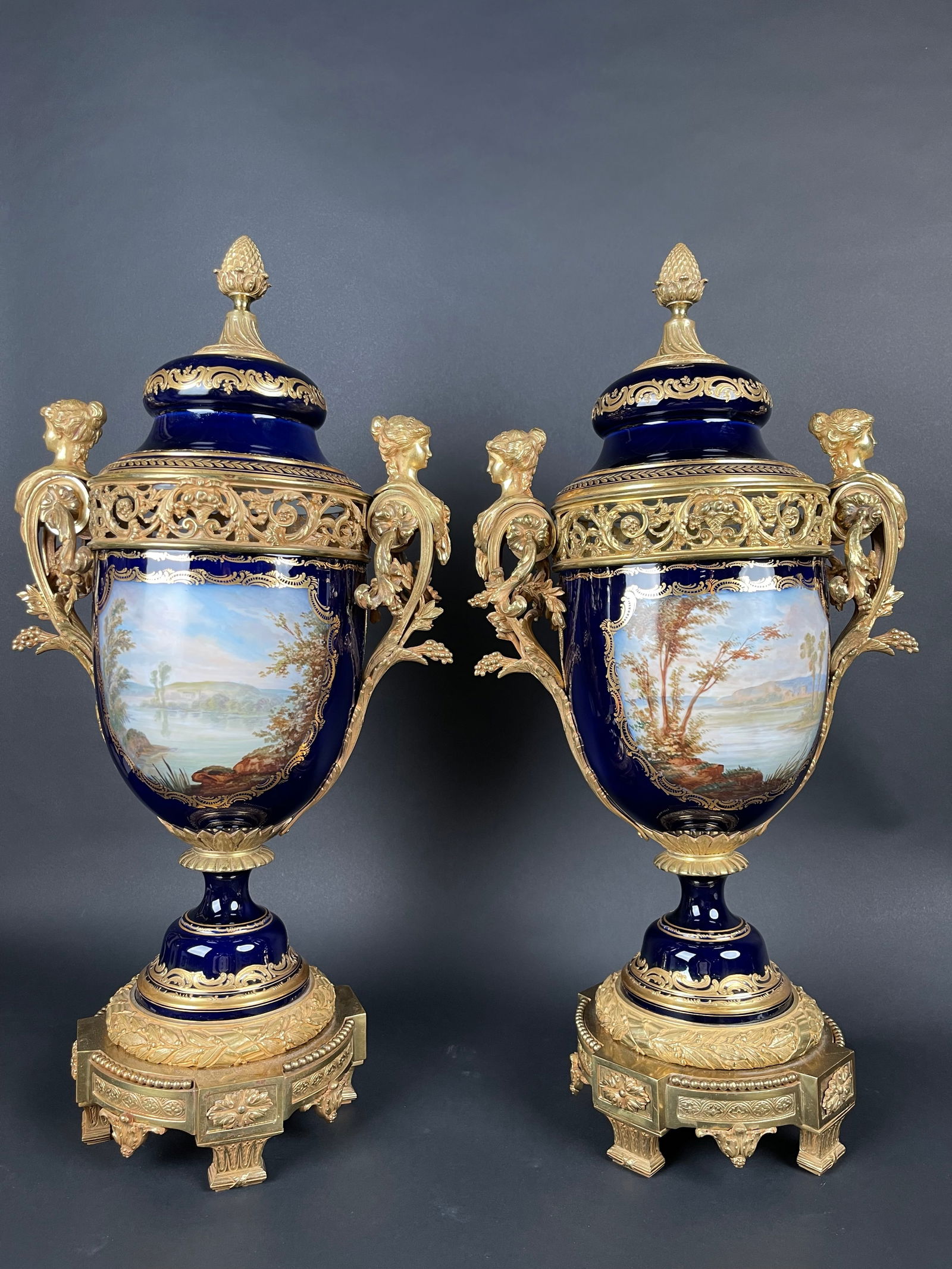 19th Century Pair Of French Ormolu Sevres Porcelain Urns - 11