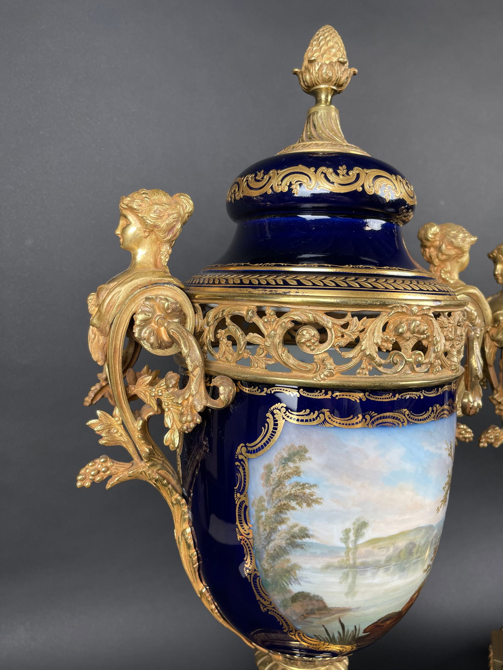 19th Century Pair Of French Ormolu Sevres Porcelain Urns - 14