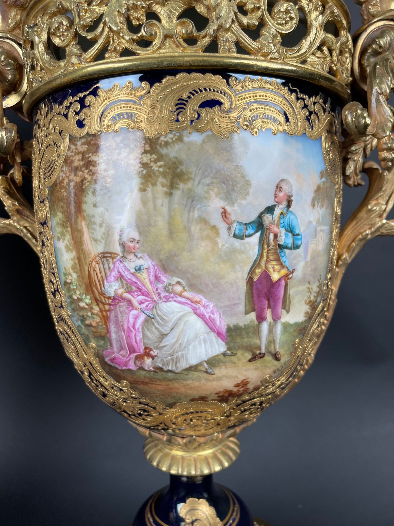 19th Century Pair Of French Ormolu Sevres Porcelain Urns - 5
