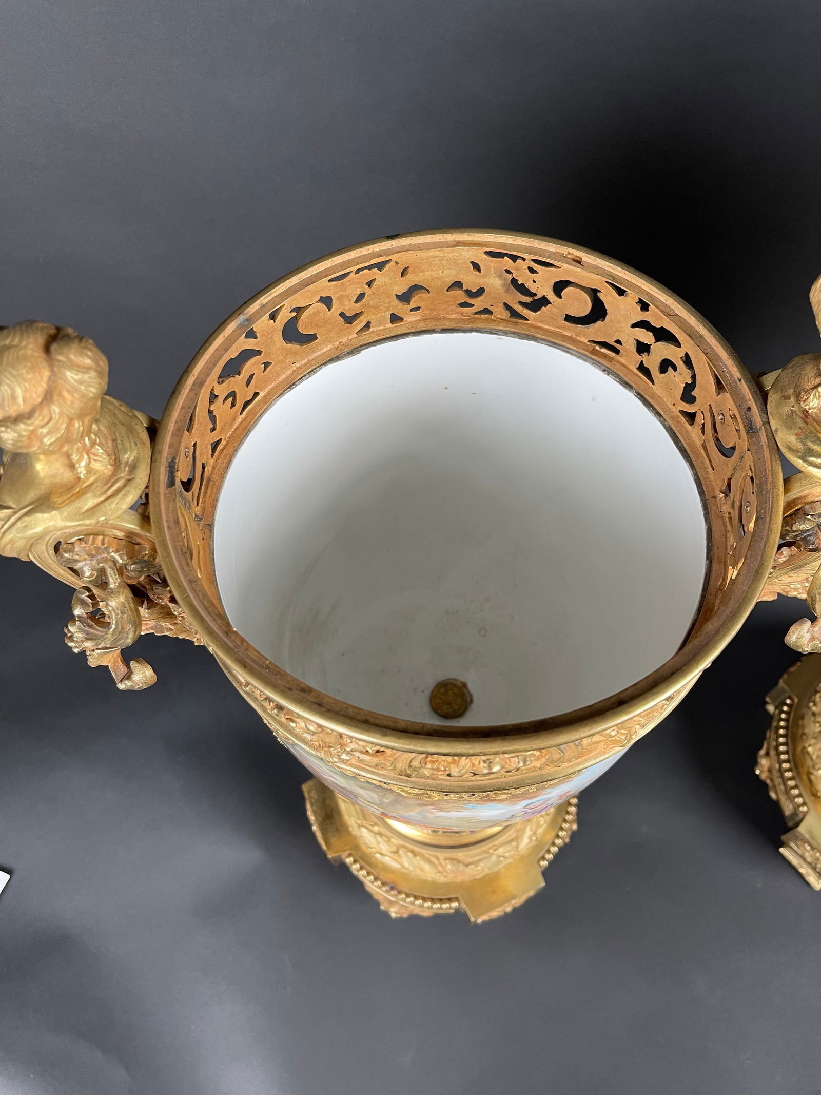 19th Century Pair Of French Ormolu Sevres Porcelain Urns - 9
