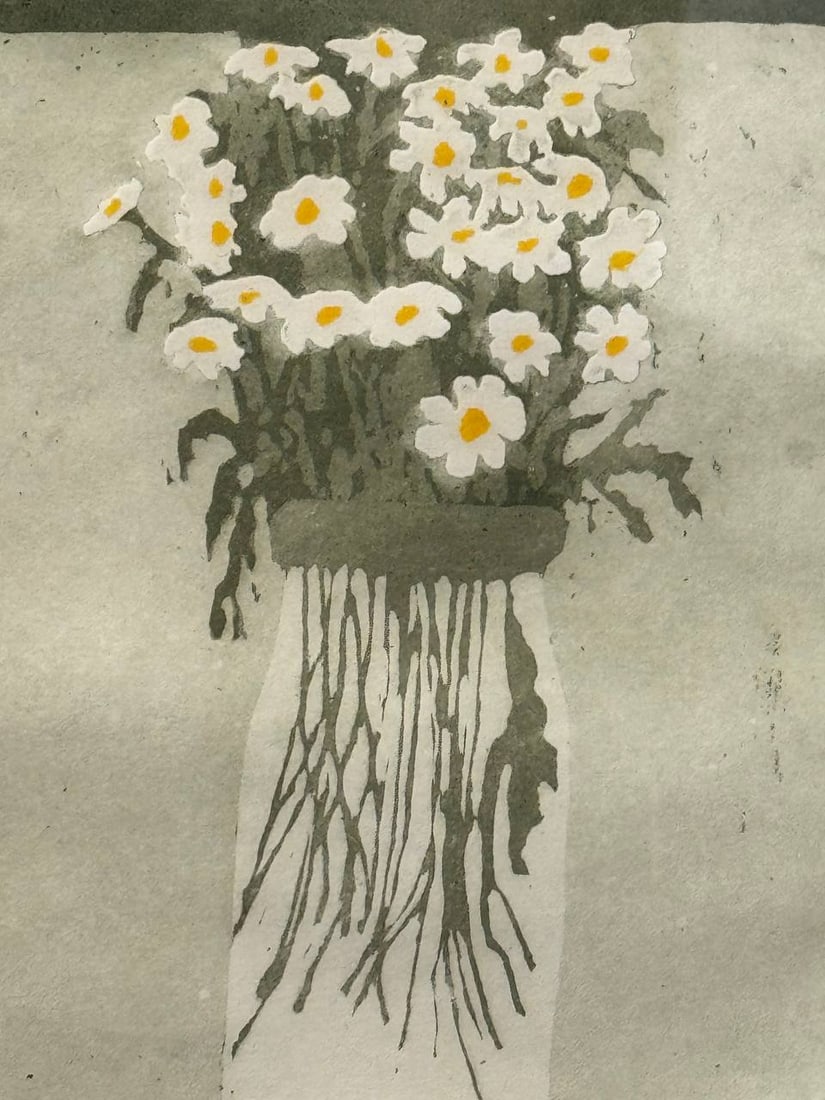 Bouquet Lithograph On Paper Signed & Dated 1917 - 3