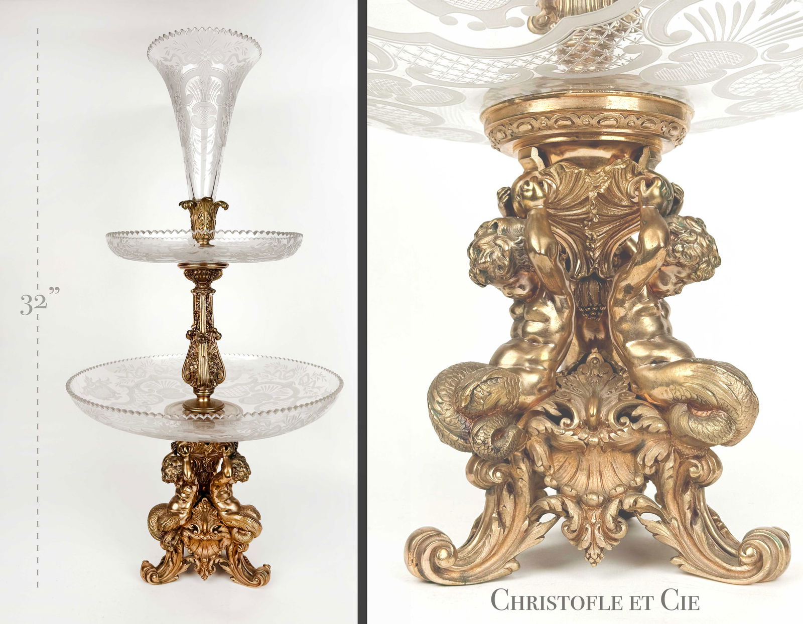 Very Large 19th Century French Gilt Bronze & Cut Crystal Centerpiece By Christofle Et Cie (1 of 12)