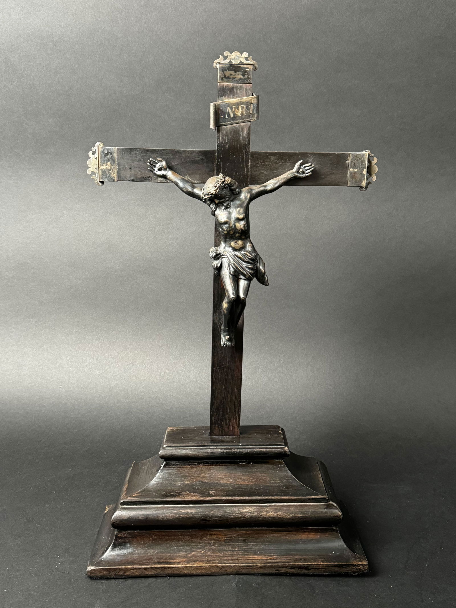 19th Century French Silver Crucifix: 19th Century French Silver Crucifix. 18"X10"X4-1/2"