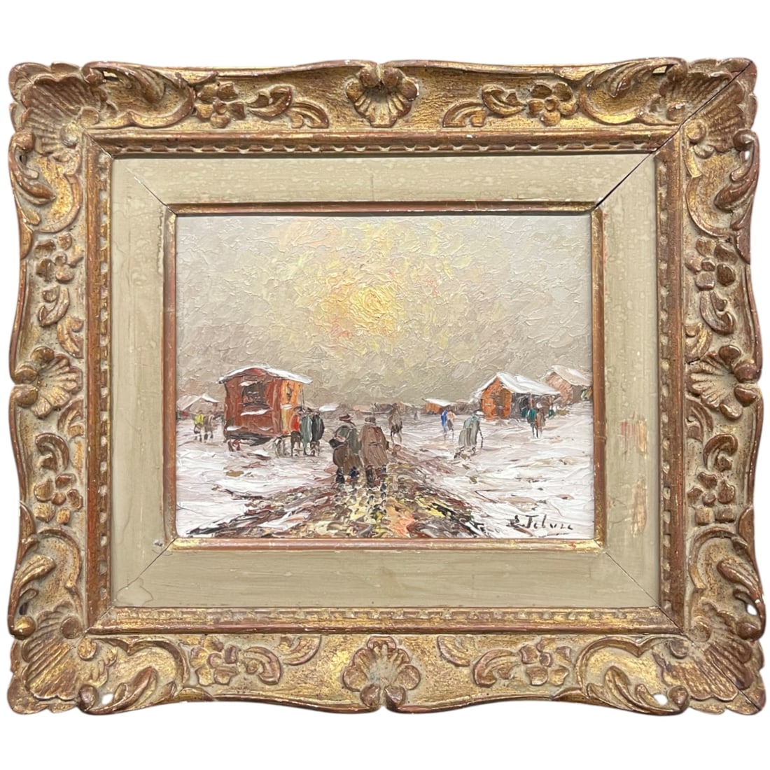 Eugene Febvre (1885-1967): Eugene Febvre (1885-1967). Oil on Board Depicting of a snowy day. 15” 13-1/2”