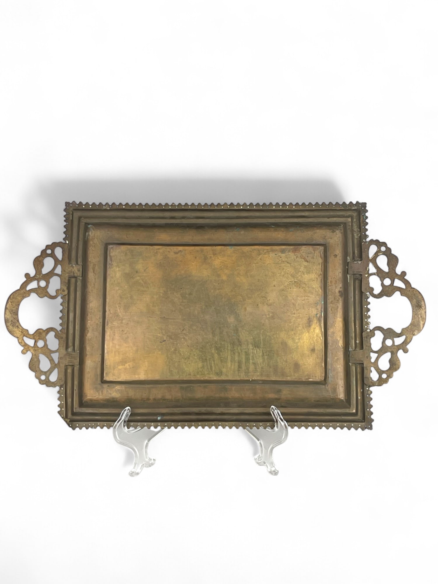 A Middle Eastern Handmade Hand Hammered Cold Enameled Tray - 11