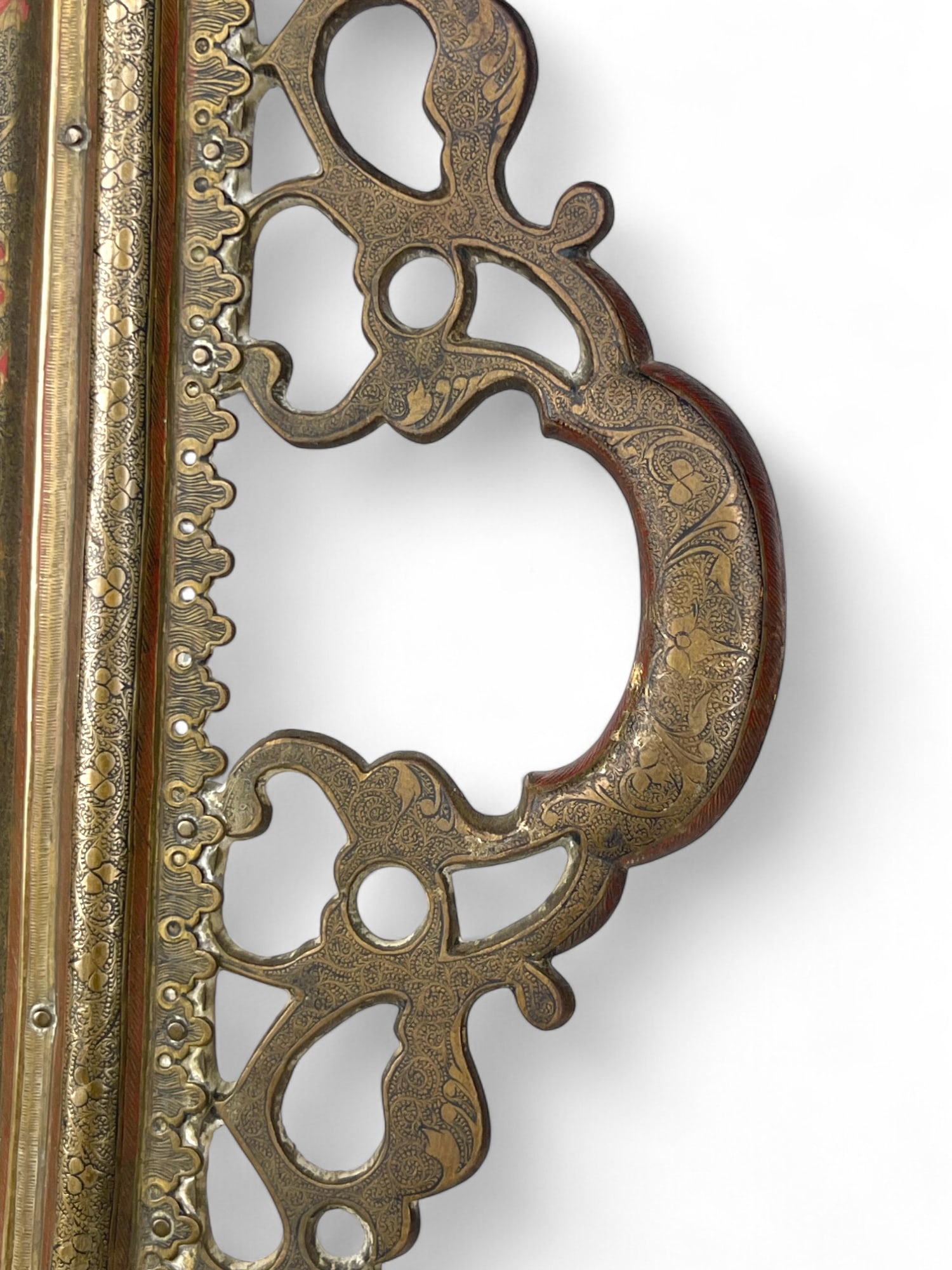 A Middle Eastern Handmade Hand Hammered Cold Enameled Tray - 9