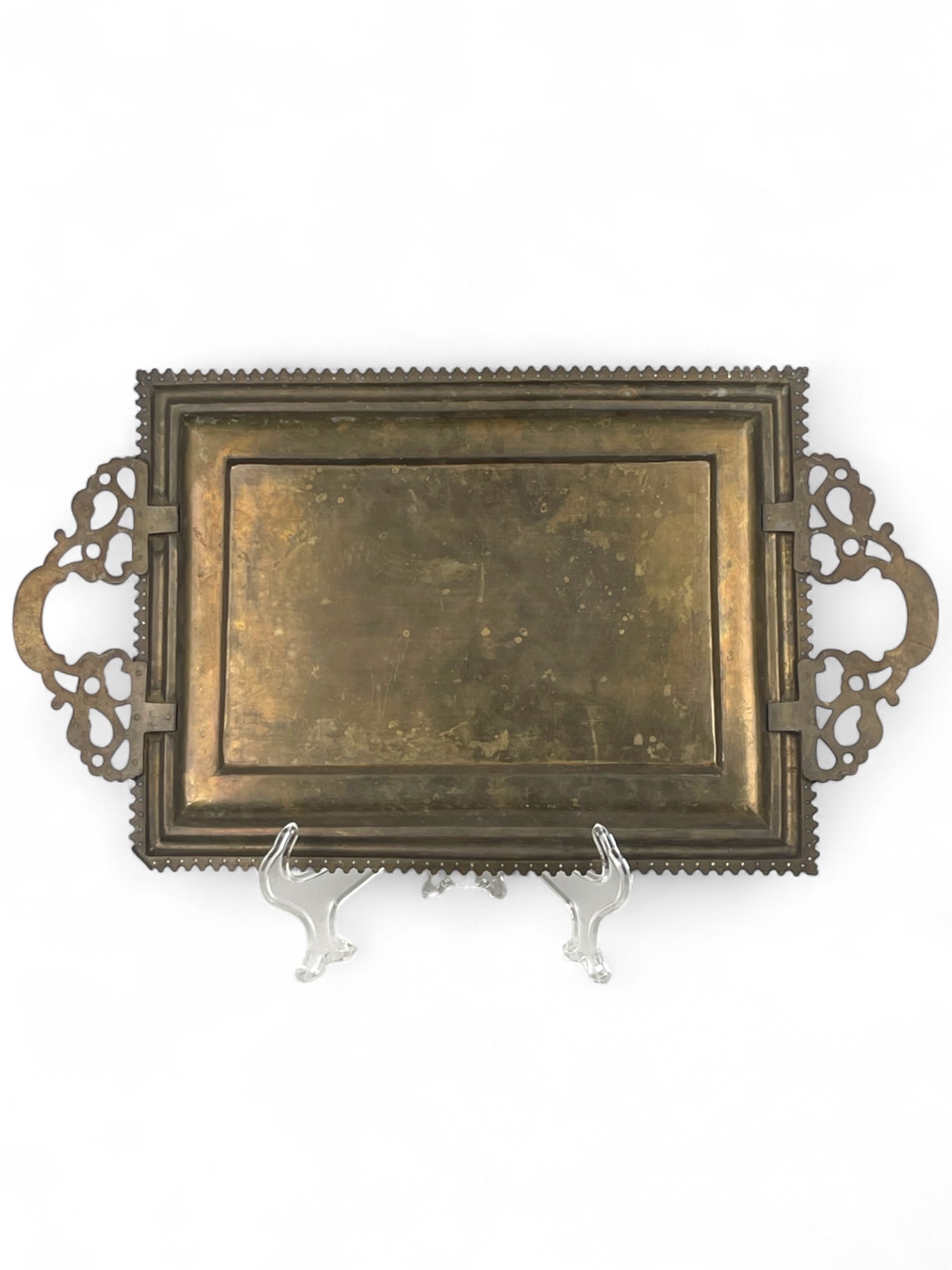 A Middle Eastern Handmade Hand Hammered Cold Enameled Tray - 9