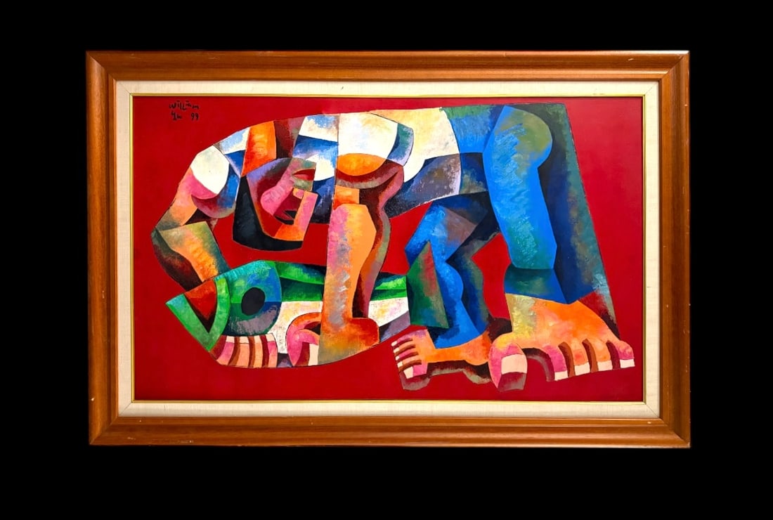 William Yu (b. 1954): William Yu (b. 1954)This painting is a stunning example of William Yu’s evolution as a contemporary artist. Known for his distinctive “picasoid” figures and his mastery of the palette knife�