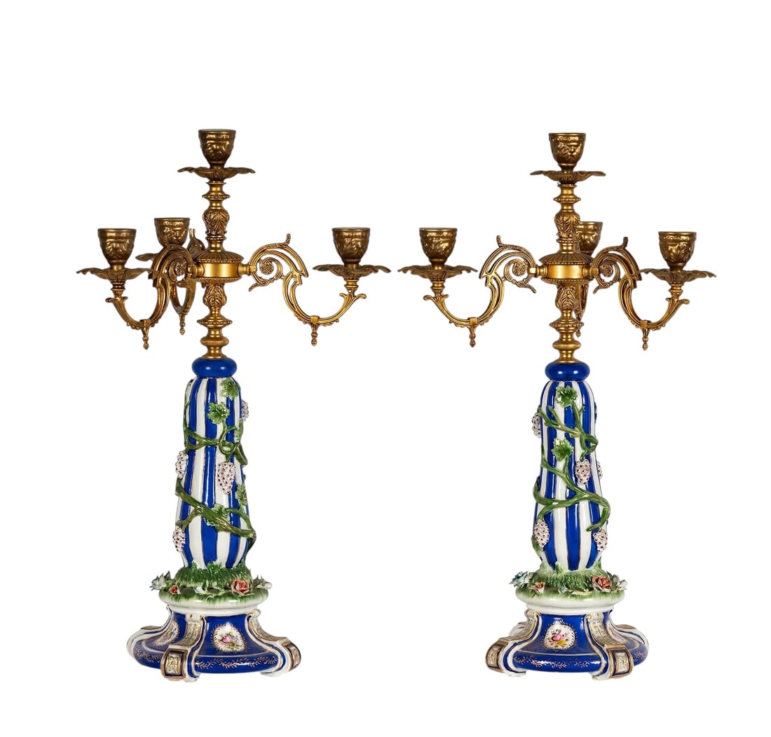 Pair Of Meissen Porcelain Four Light Candelabras (1 of 12)