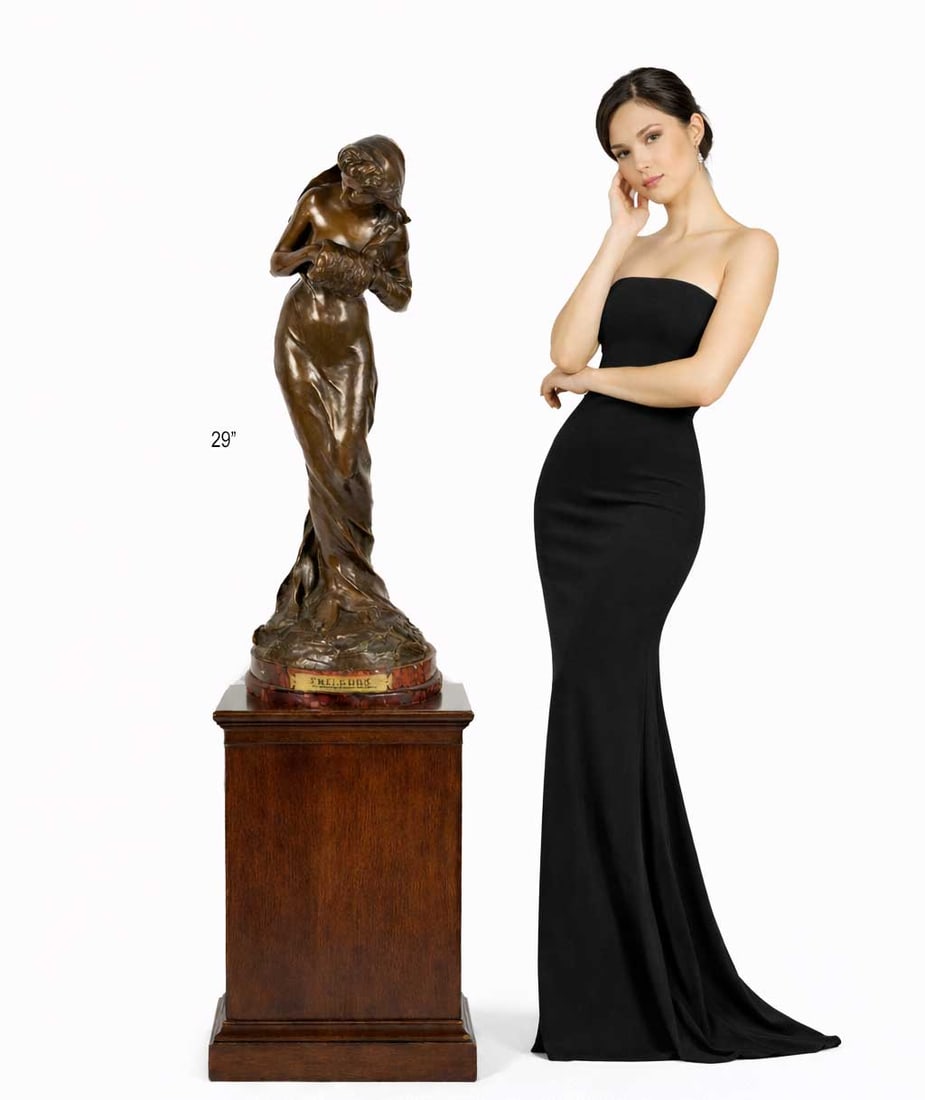 Sylvain Kinsburger (French, 1855–1935) “Frileuse,” Bronze Figure, Dated 1900 (1 of 13)