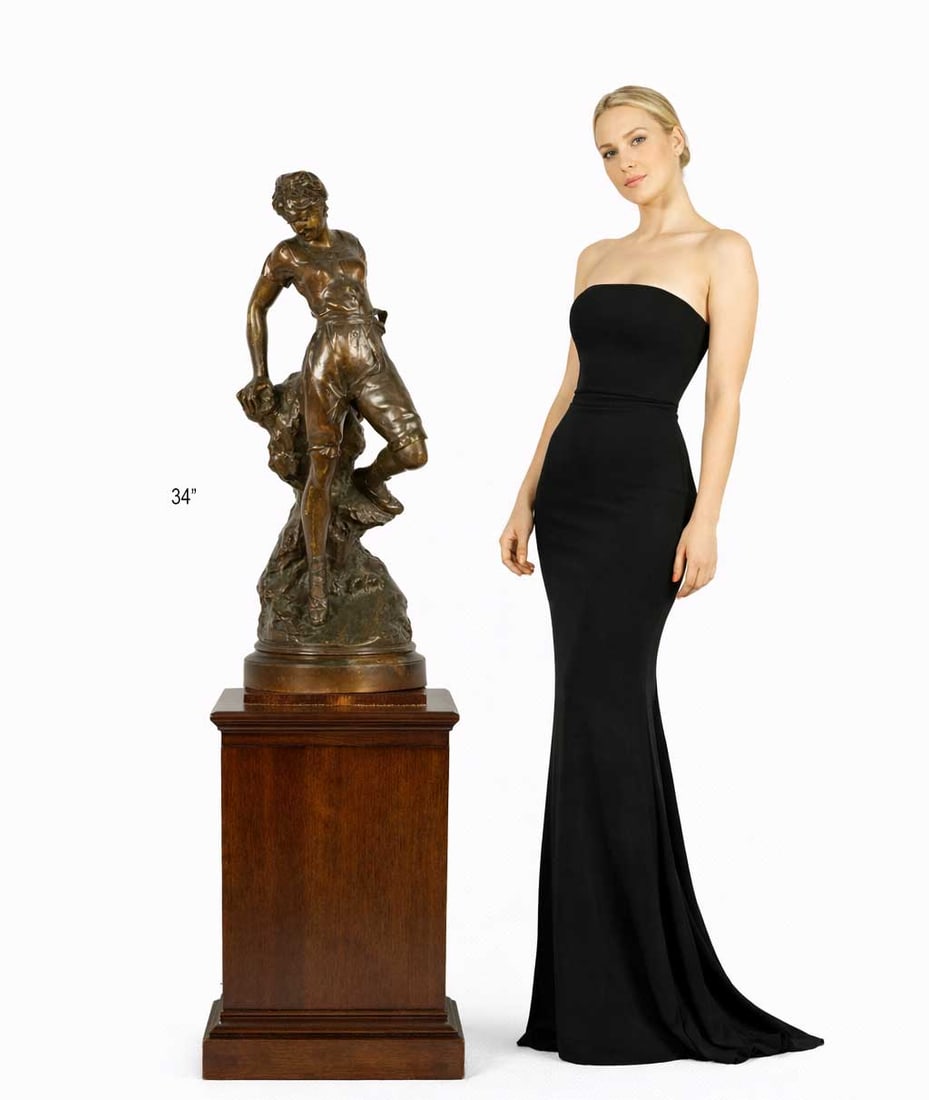 Paul De La Vingtrie (French, 1846–1900) “Jeune Femme Adossee Contre un Rocher,” Bronze (1 of 11)