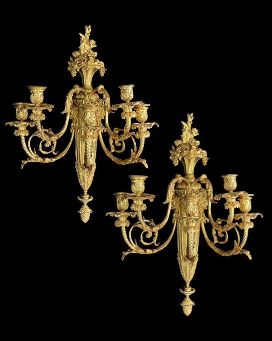 Pair Of Henry Dasson gilt Bronze Sconces (1 of 7)