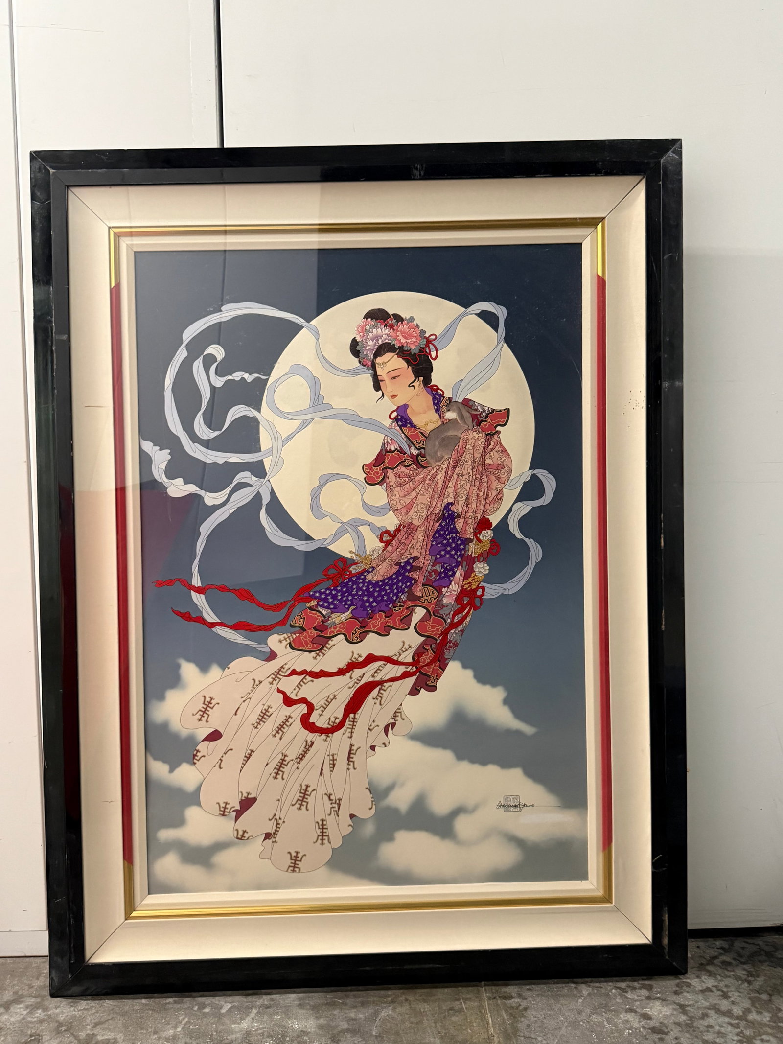 Very Large Caroline Young Hand Signed Framed Lithograph. 49”x37”: Very Large Caroline Young Hand Signed Framed Lithograph. 49”x37”