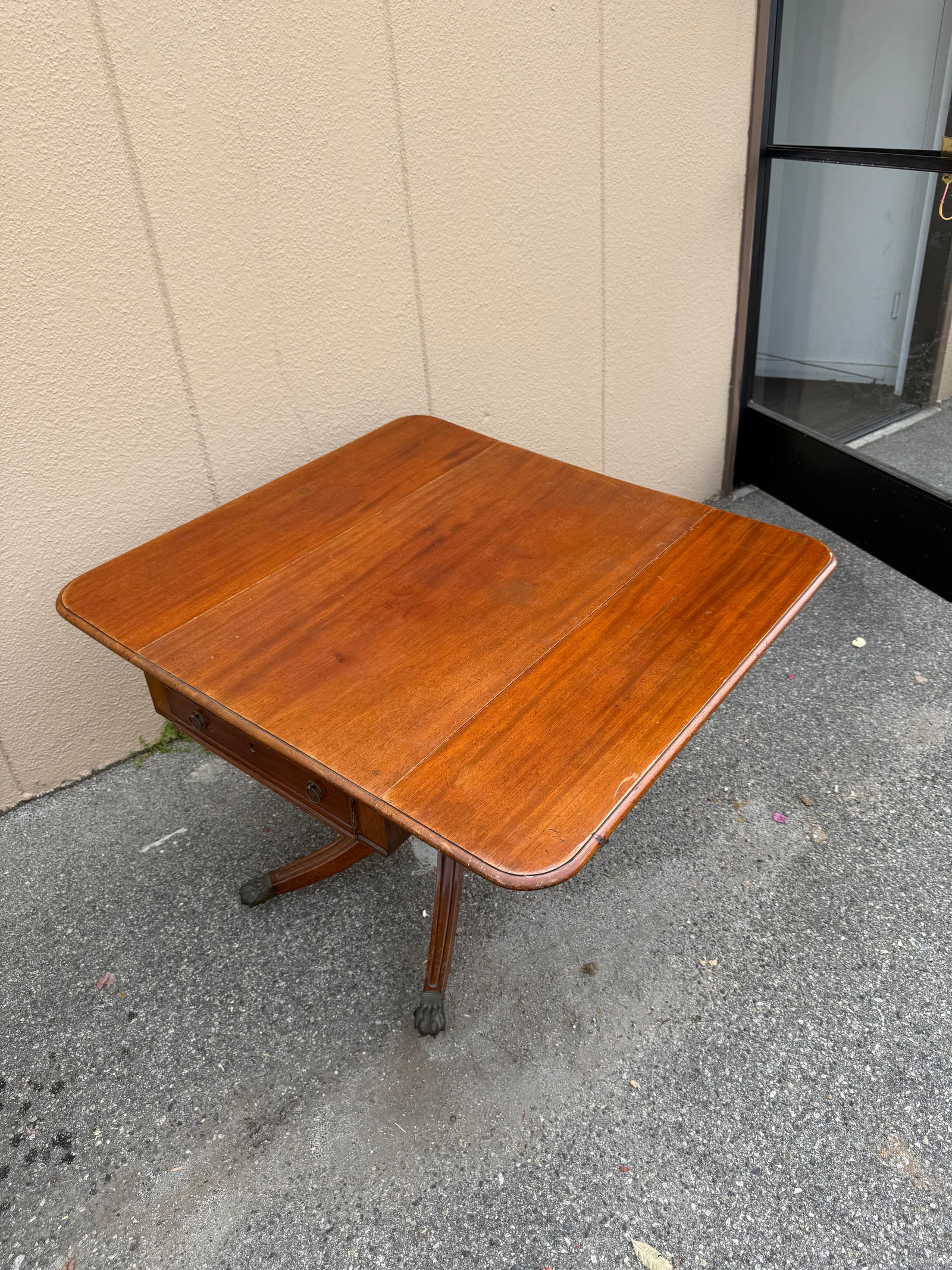 Antique Duncan Phyfe Style Mahogany Drop Leaf Table - 5