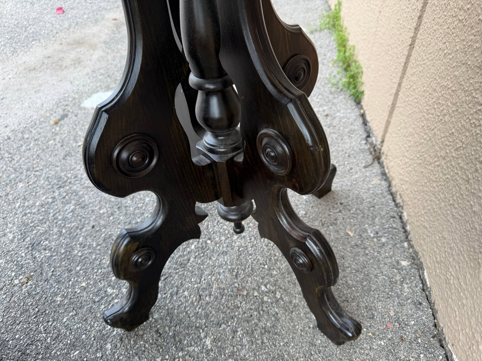 Antique Marble Top Pedestal Side Table - 4