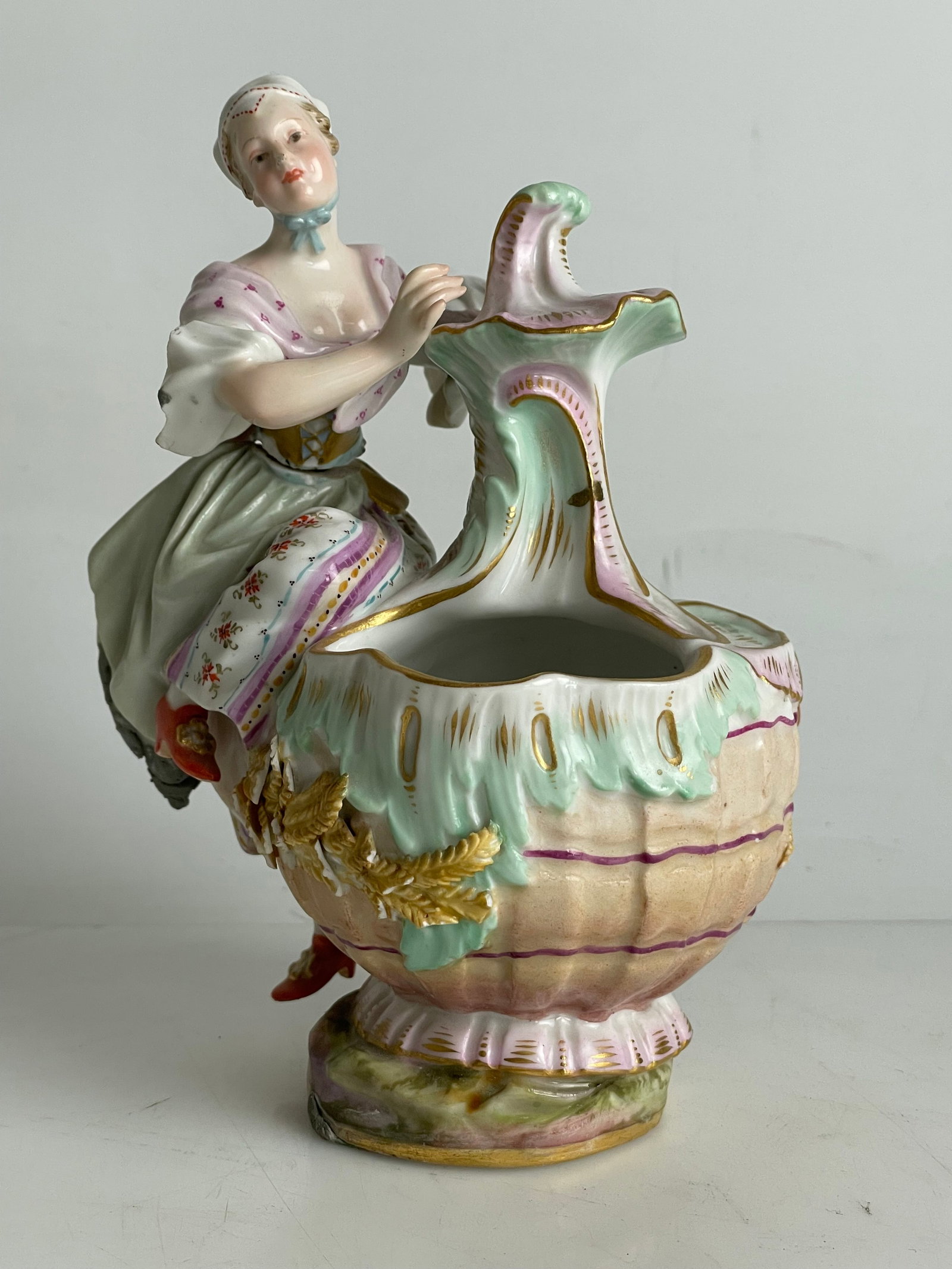A German Meissen Style Porcelain Figural Vase (1 of 5)